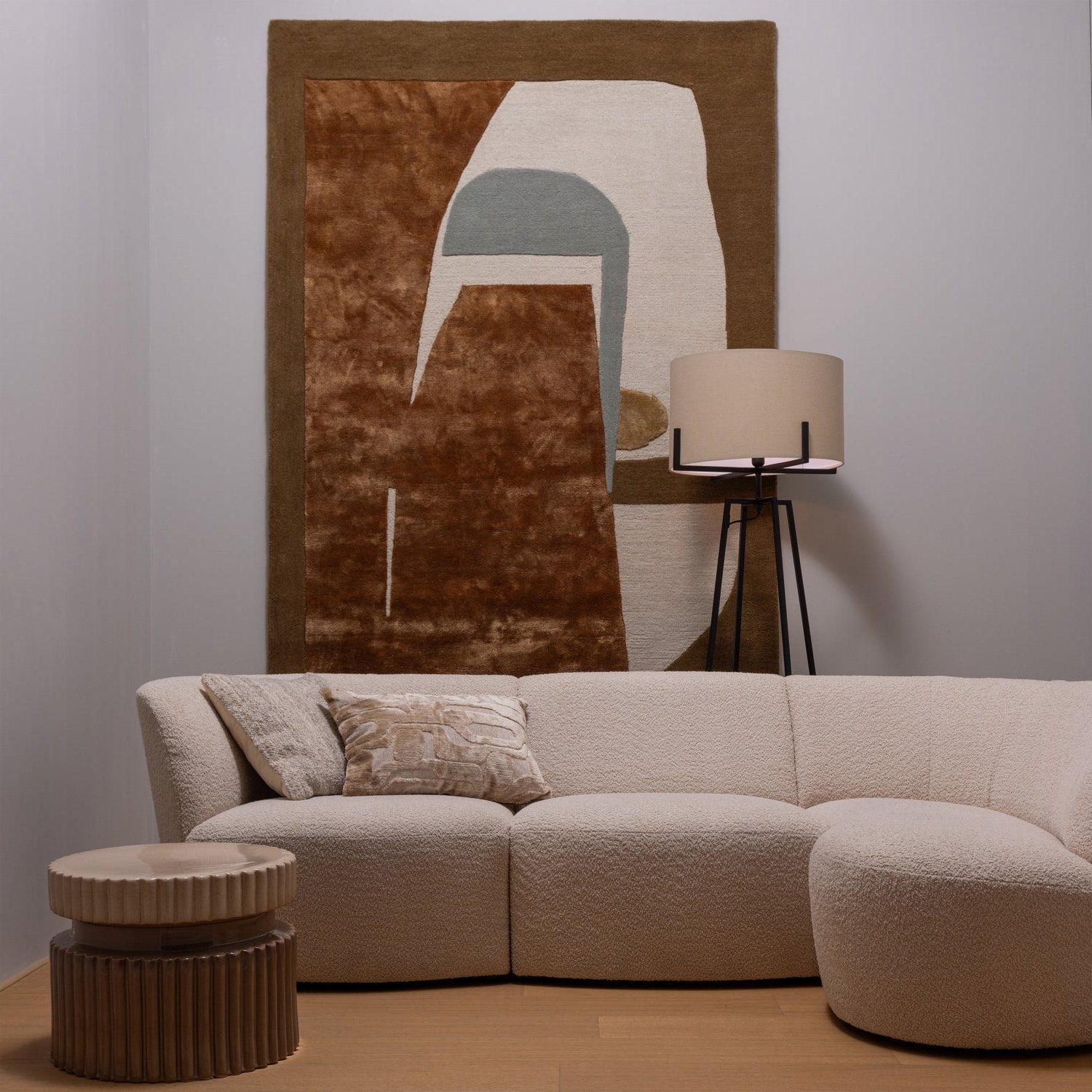 Rechthoekige bank COCO crèmekleurige boucle