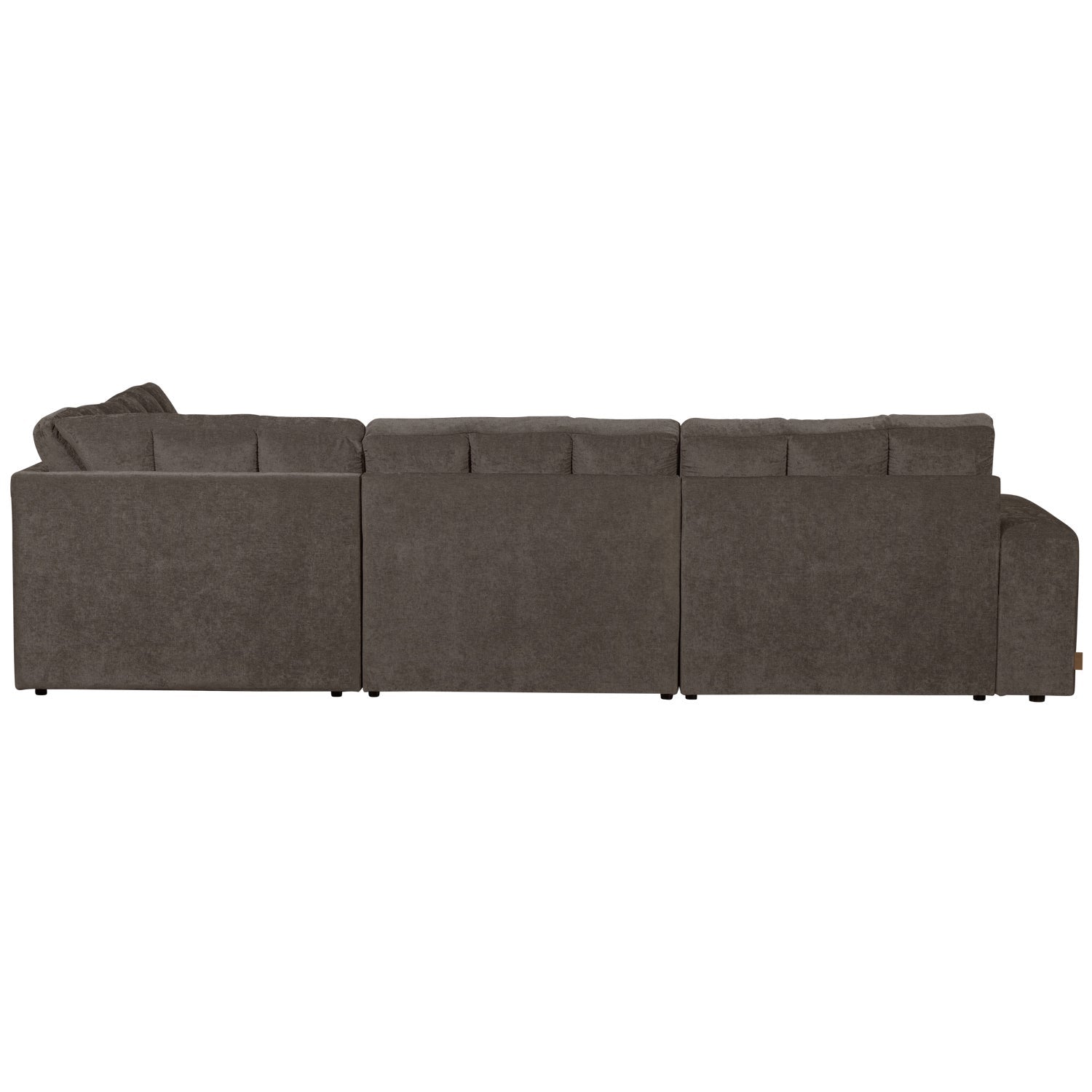 Sofa narożna prawostronna SECOND DATE ciepły szary – drewno