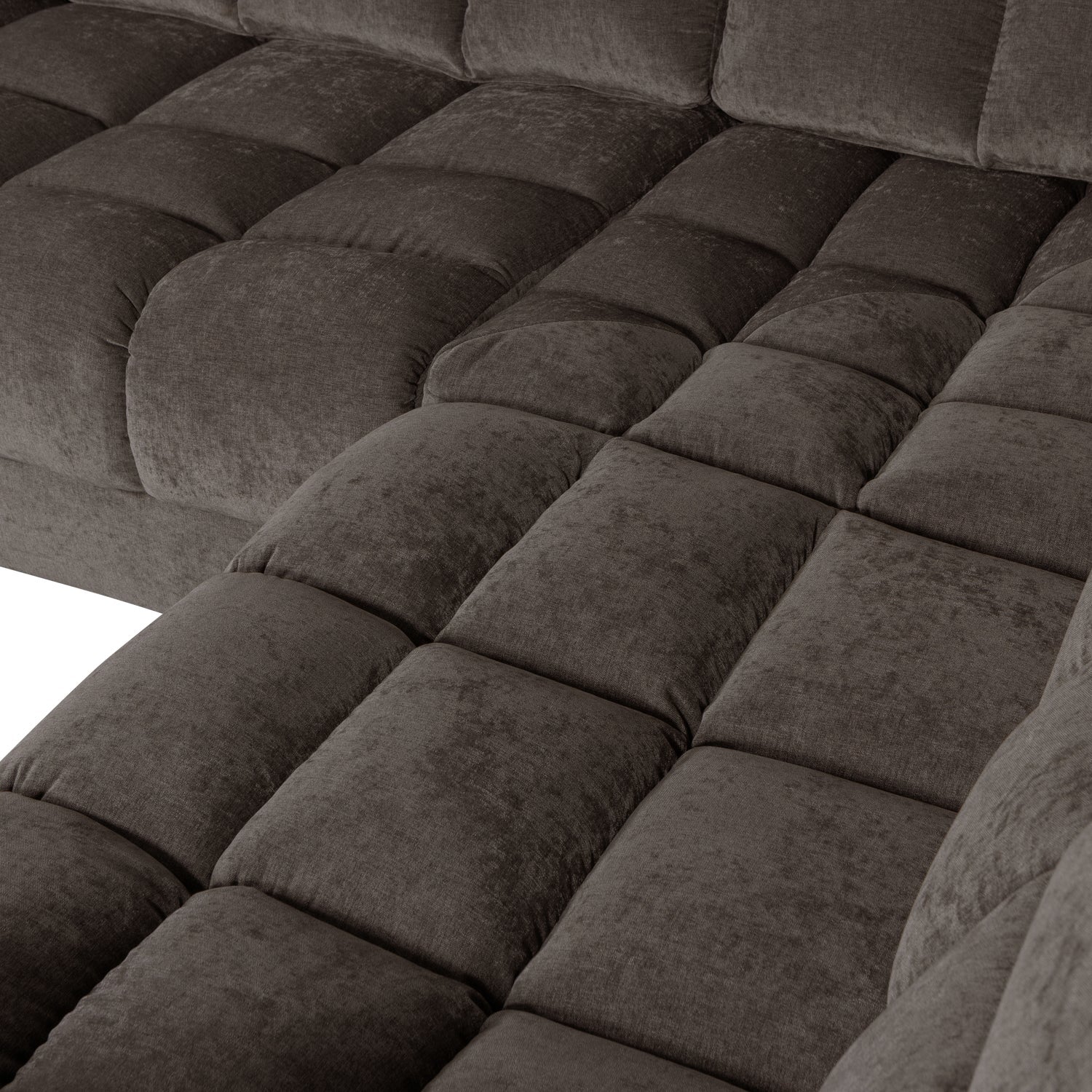 Sofa narożna prawostronna SECOND DATE ciepły szary – styl vintage