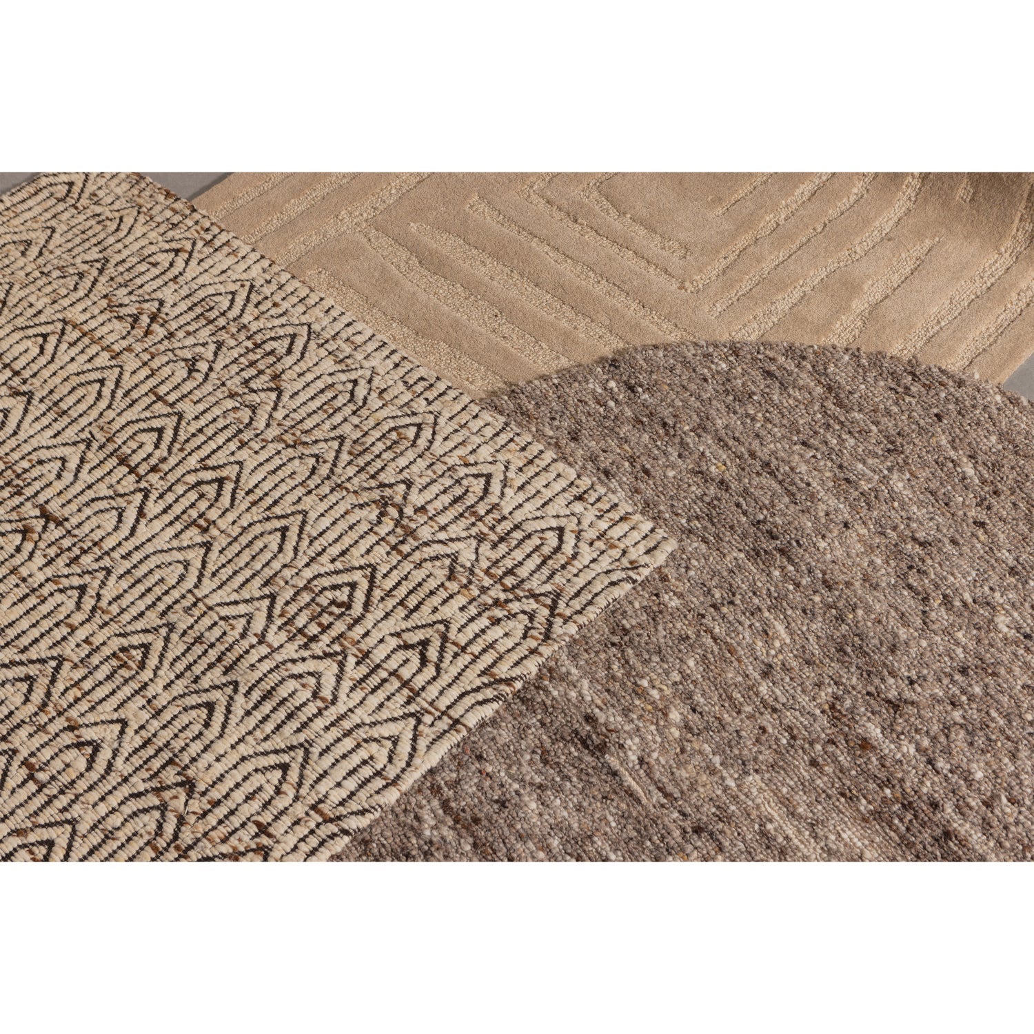 Ronde vloerkleed EFIA bruin gemêleerd met lange haren