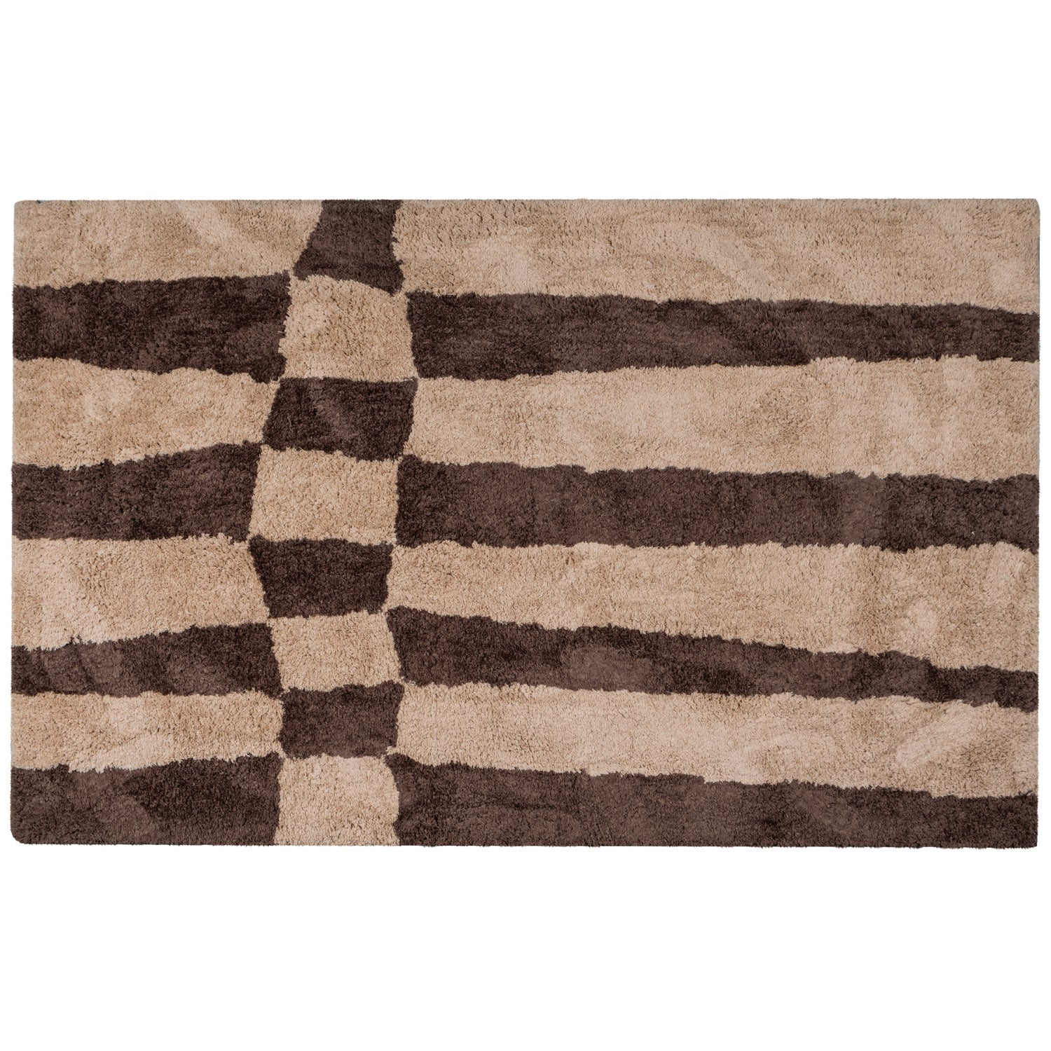 FAFA brown long pile rug with beige