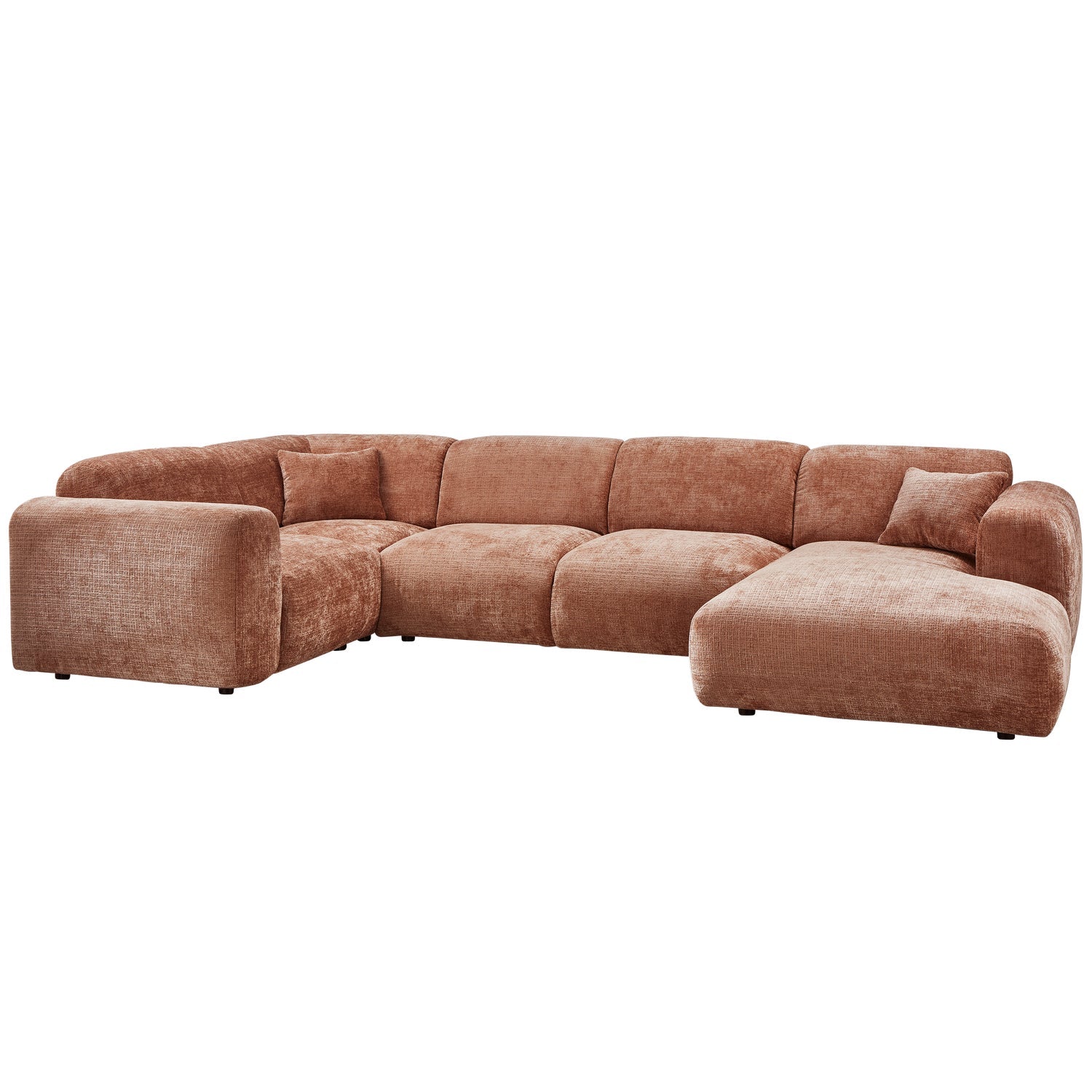 Left-facing panoramic corner sofa CLOUD terracotta
