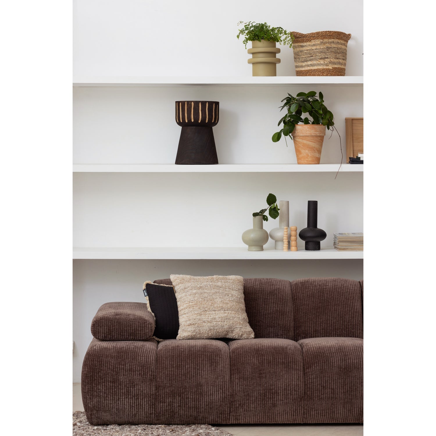 MOJO modular sofa - 1.5-seater left-sided dark brown corduroy element