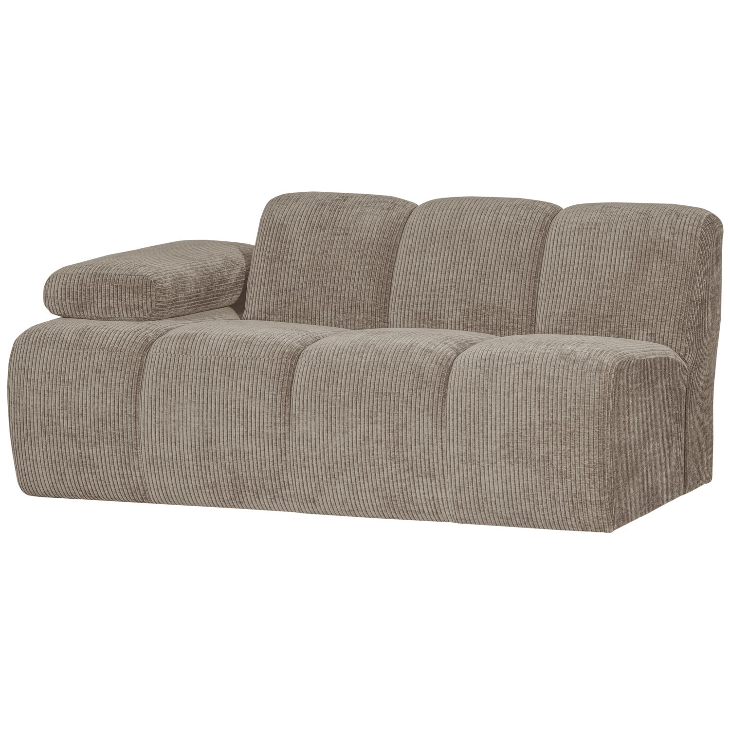 Modulares Sofa MOJO - 1,5-sitziges Element linksseitig in dunkelsandfarbener Cord-Optik