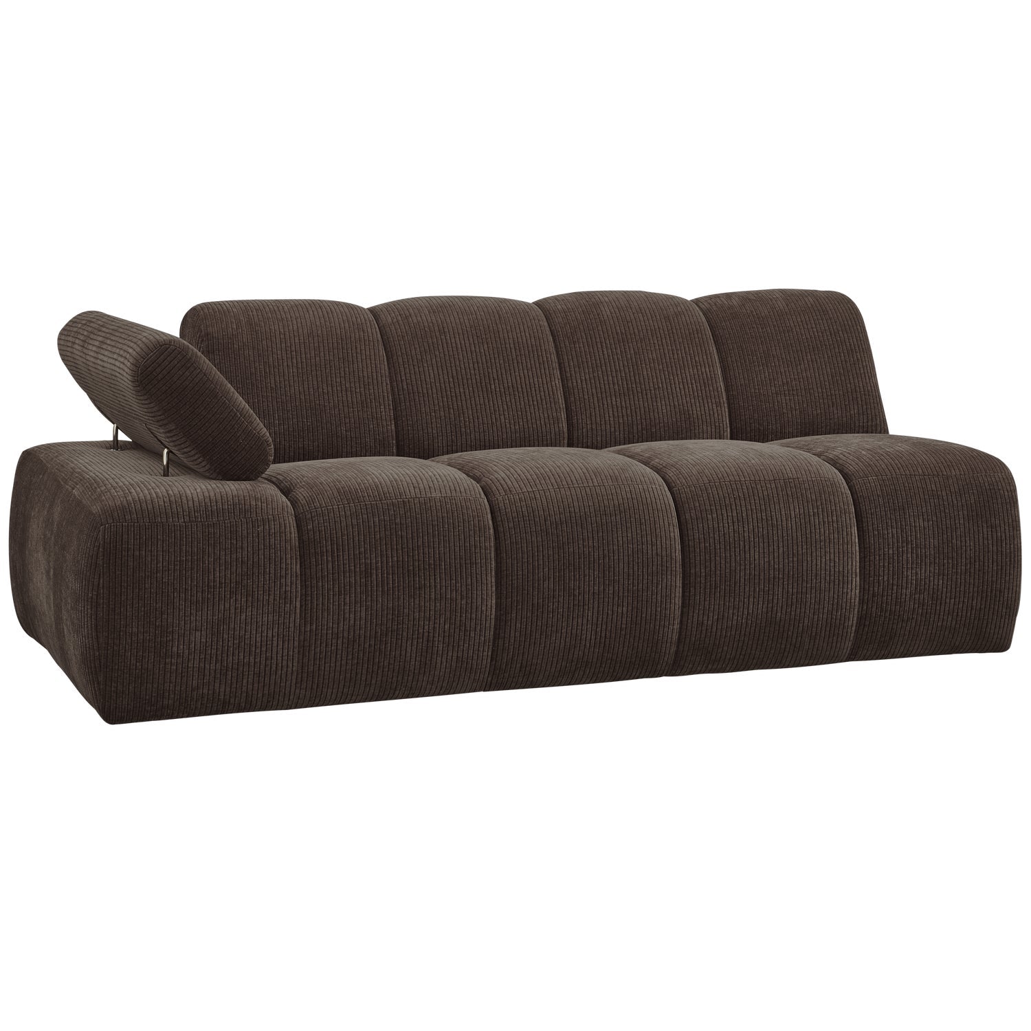Modulares Sofa MOJO - 2-sitziges Element linksseitig in dunkelbraunem Cord