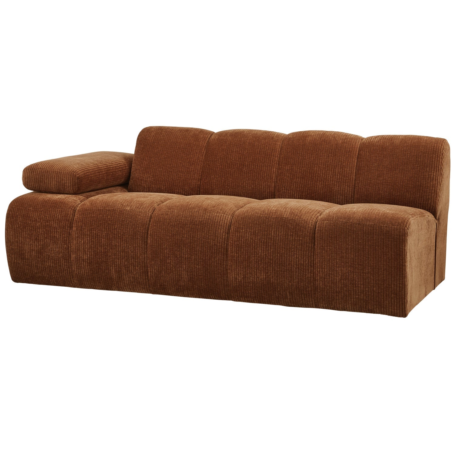Modulares Sofa MOJO - 2-sitziges Element linksseitig braunes Cord