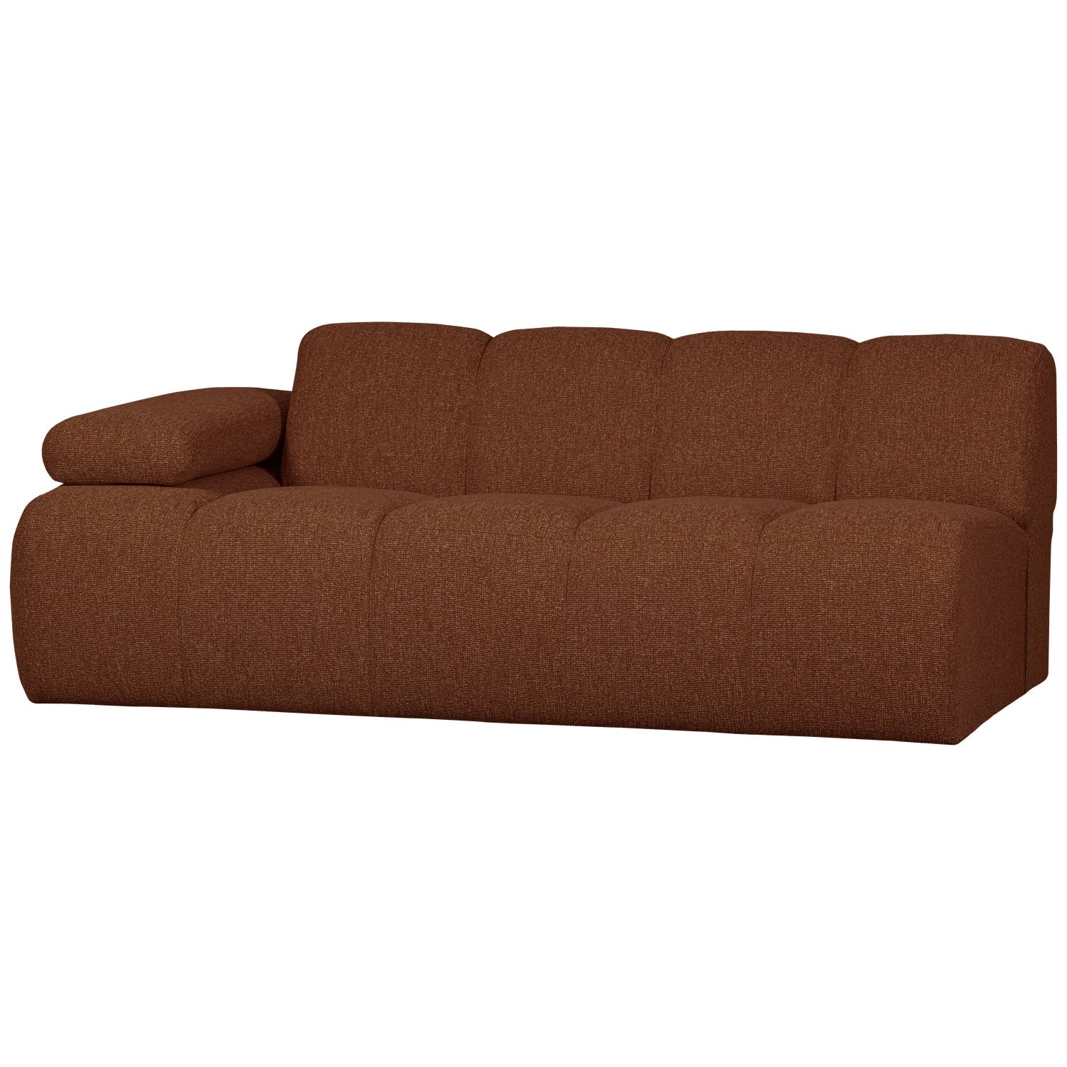 Sofa modułowa MOJO - element 2-osobowy lewostronny rdzawy brązowy bouclé – styl nowoczesny