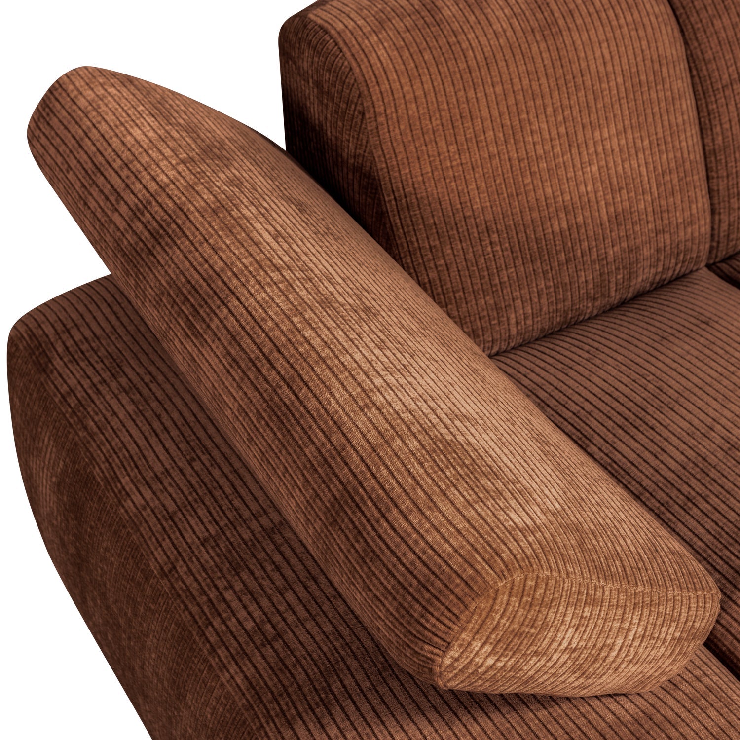 Sofa modułowa MOJO - szezlong lewostronny rdzawy brązowy sztruks do salonu