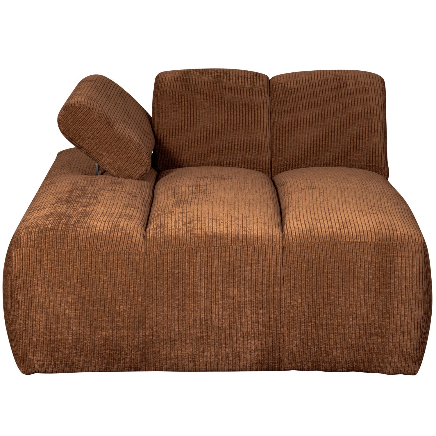 Sofa modułowa MOJO - szezlong lewostronny rdzawy brązowy sztruks z podłokietnikami