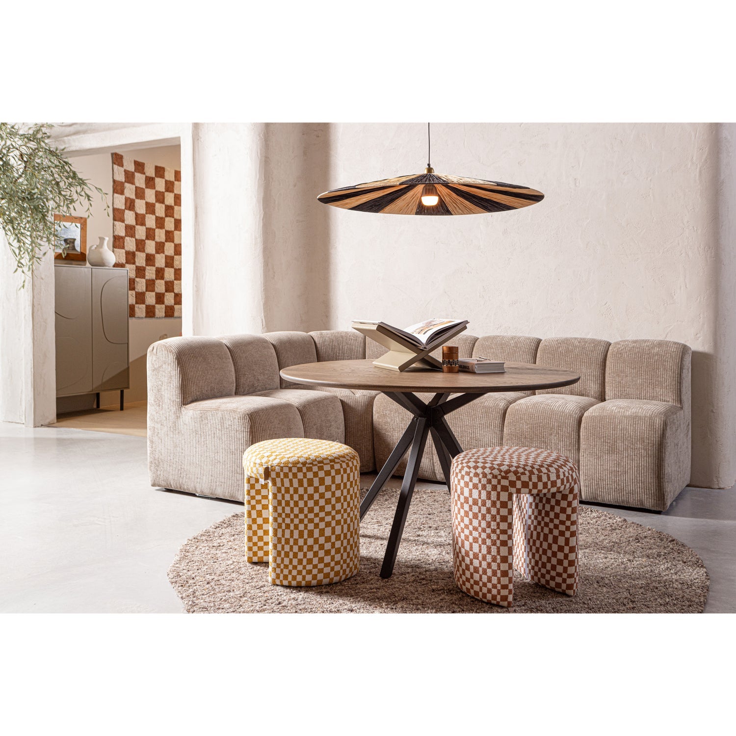 Modulaire bank MOJO - 3-zits element donker zandkleurige ribstof