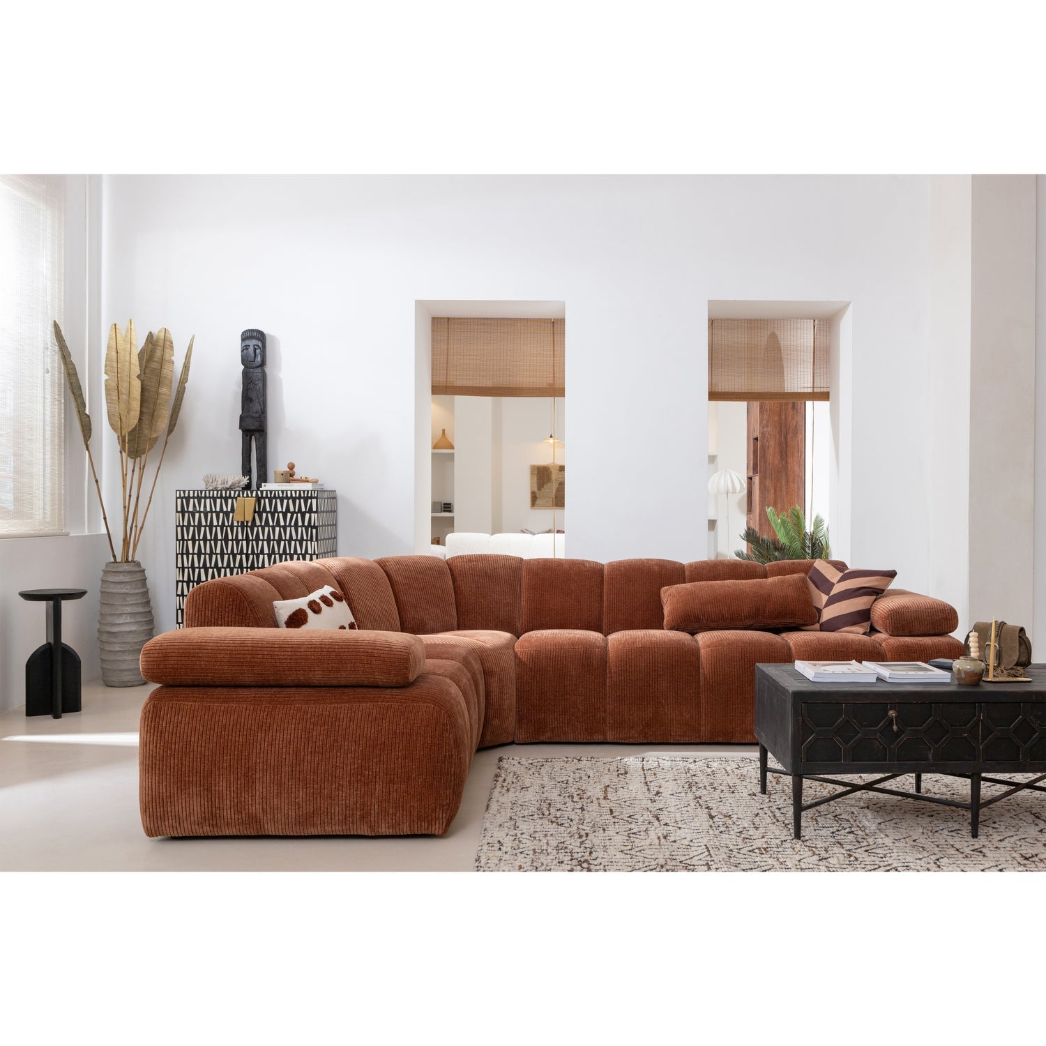 Modulaire linker hoekbank voor 6 personen MOJO ecru corduroy