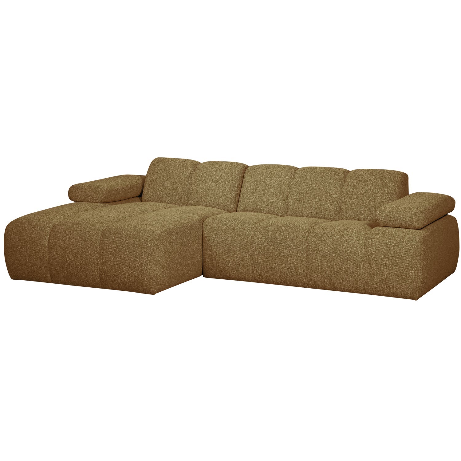 Modularer linksseitiger Ecksofa MOJO in dunklem Honig-Bouclé