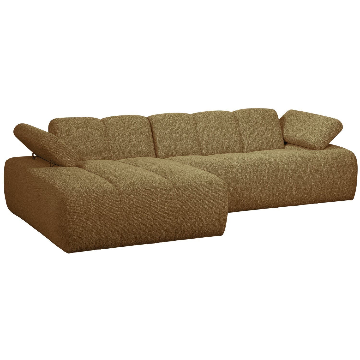 Modularer linksseitiger Ecksofa MOJO in dunklem Honig-Bouclé