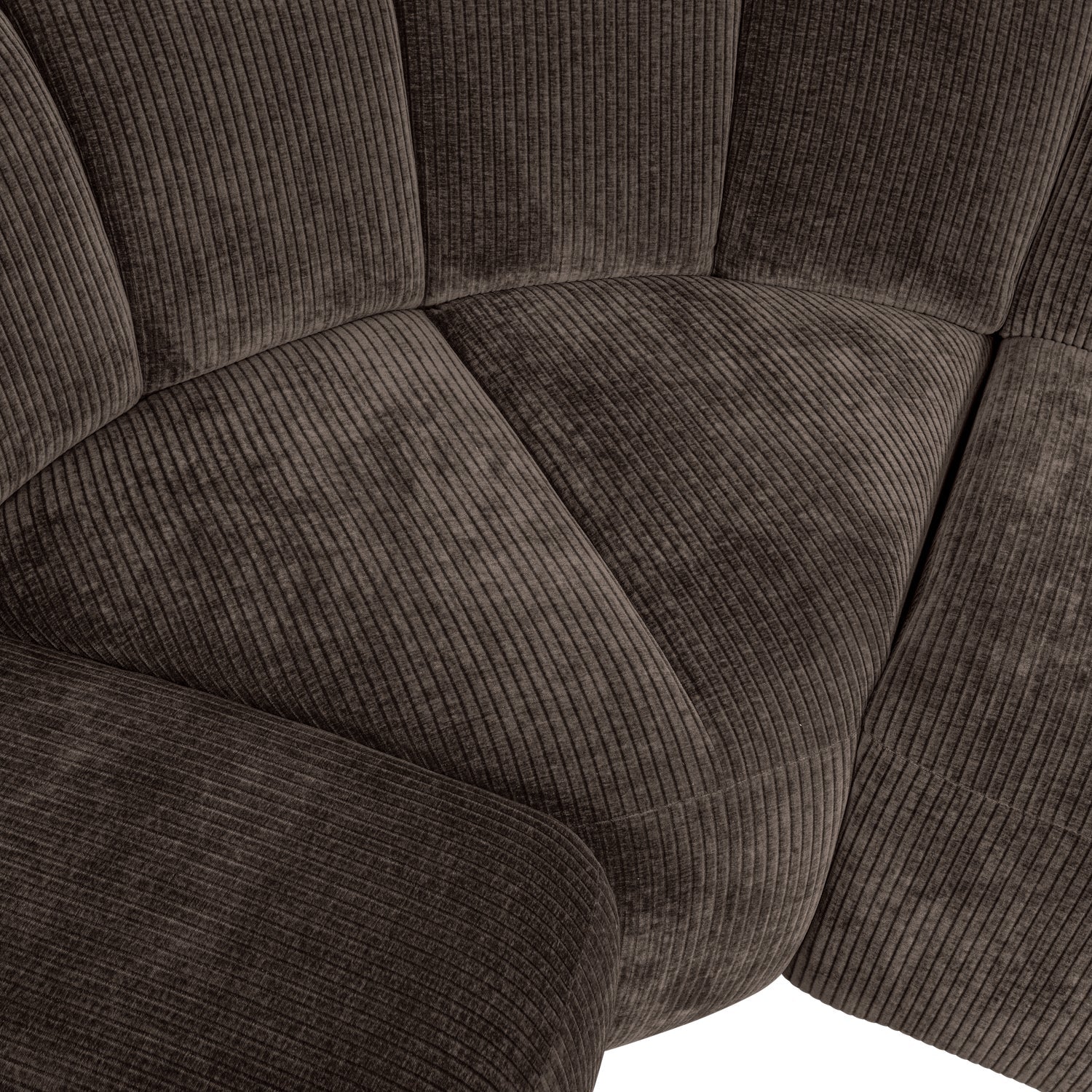 Modularer, linksseitiger 6-Sitzer MOJO in dunkelbraunem Cord