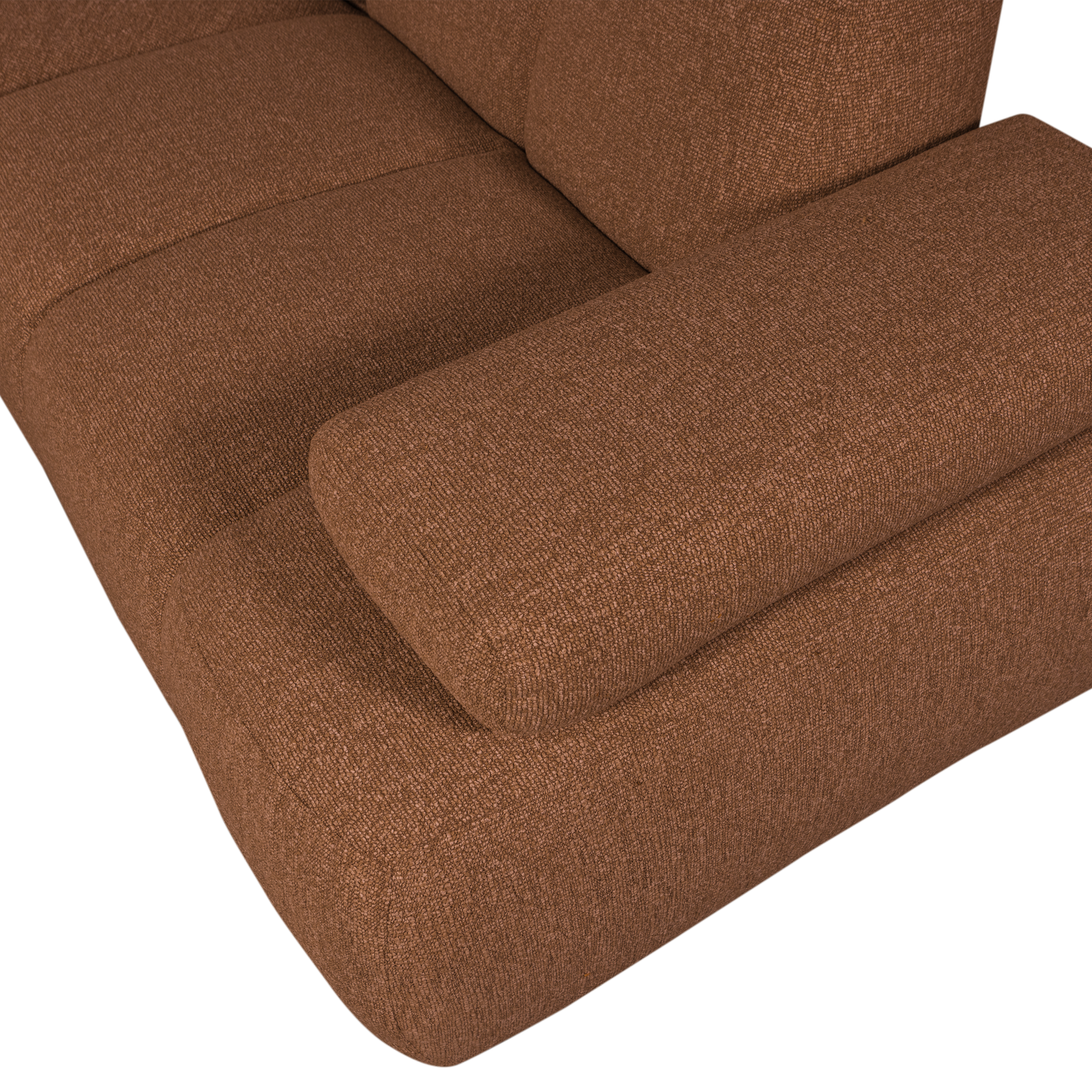 Modularer Ecksofa rechtsseitig für 6 Personen MOJO rostbraun meliert Boucle