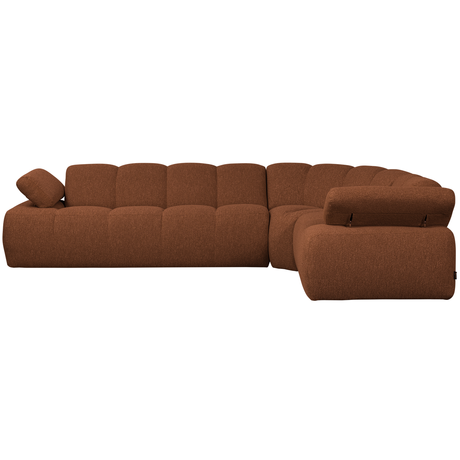 Modularer Ecksofa rechtsseitig für 6 Personen MOJO rostbraun meliert Boucle