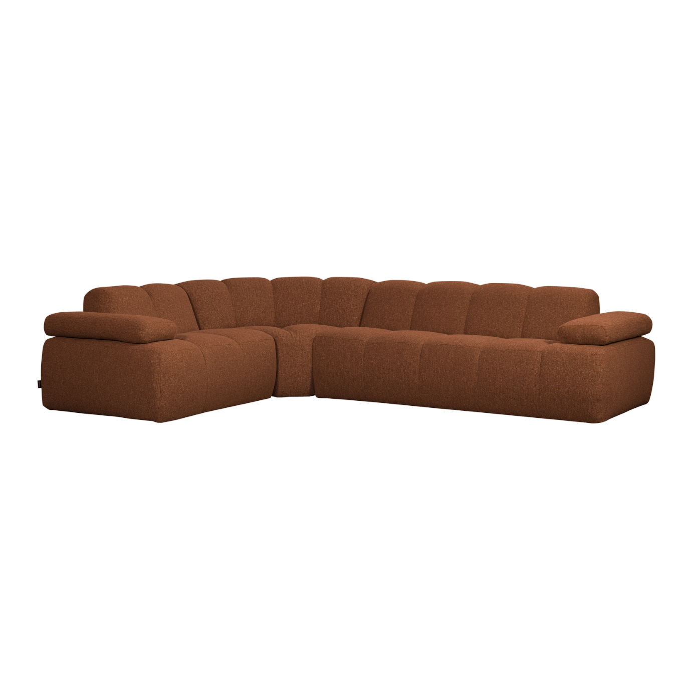 Left-facing modular sofa for 6 people MOJO rust brown mélange boucle