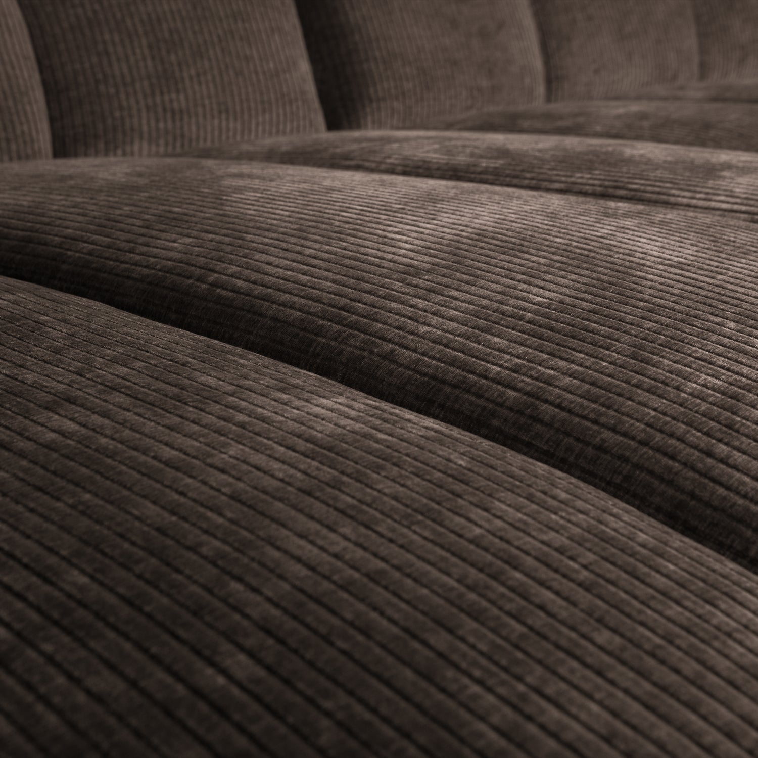 Left-facing modular corner sofa MOJO in dark brown corduroy