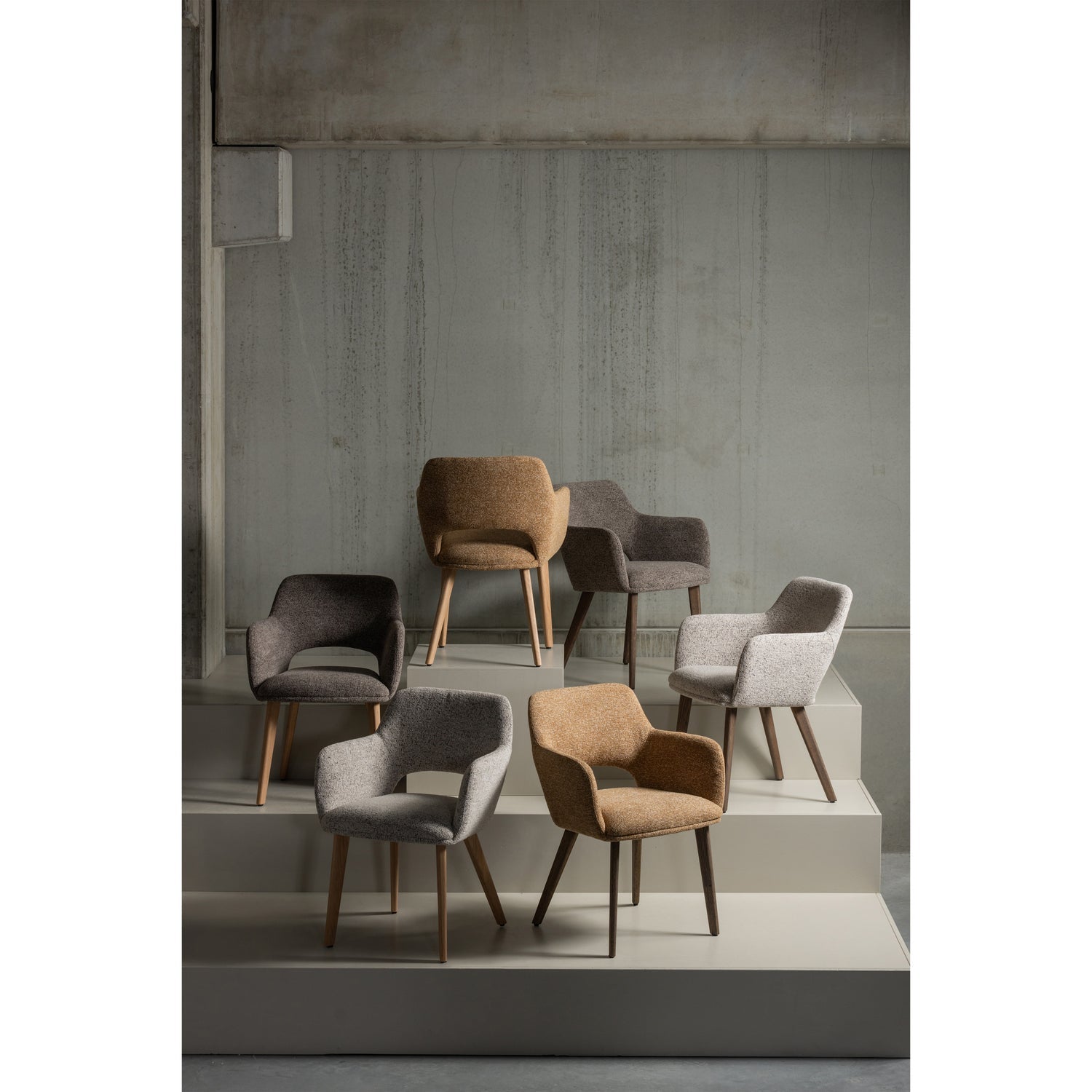 MURAT taupe chair with dark brown oak base