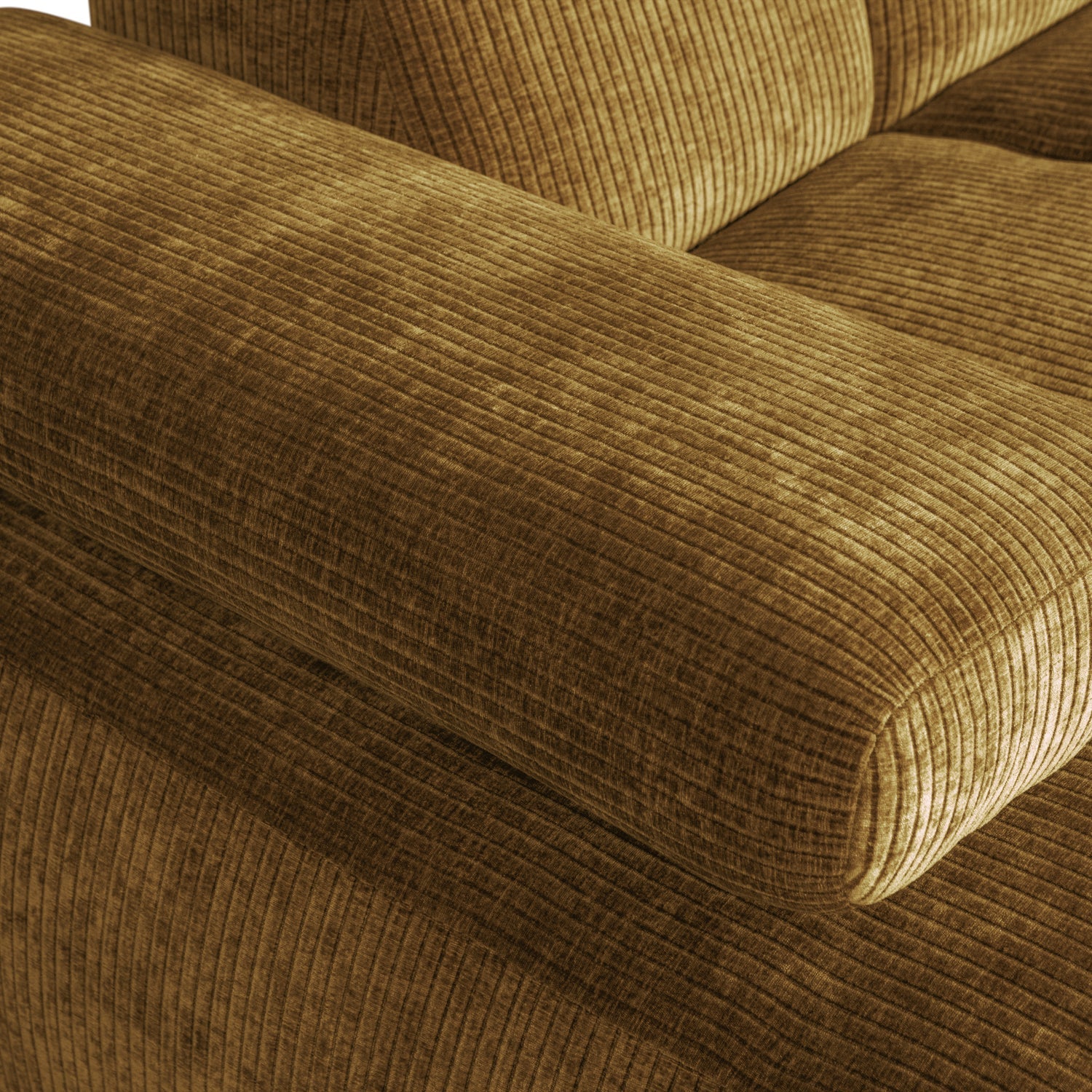 Modularer linker Ecksofa MOJO in dunklem Honigcord