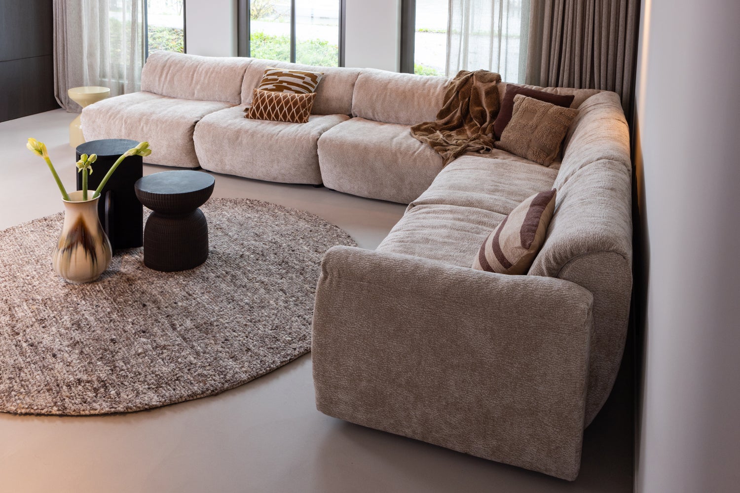 Modulaire bank BAGGY 3D - rechtszijdig zandkleurig element