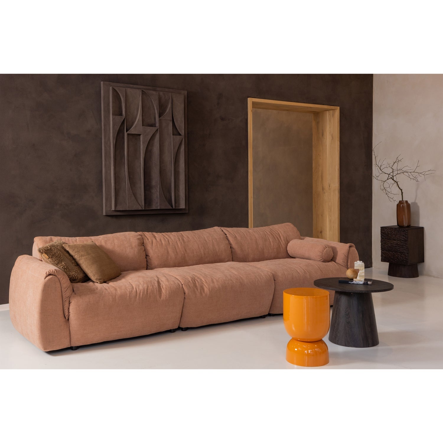 Modulares Sofa BAGGY - linkes Element in Rosa