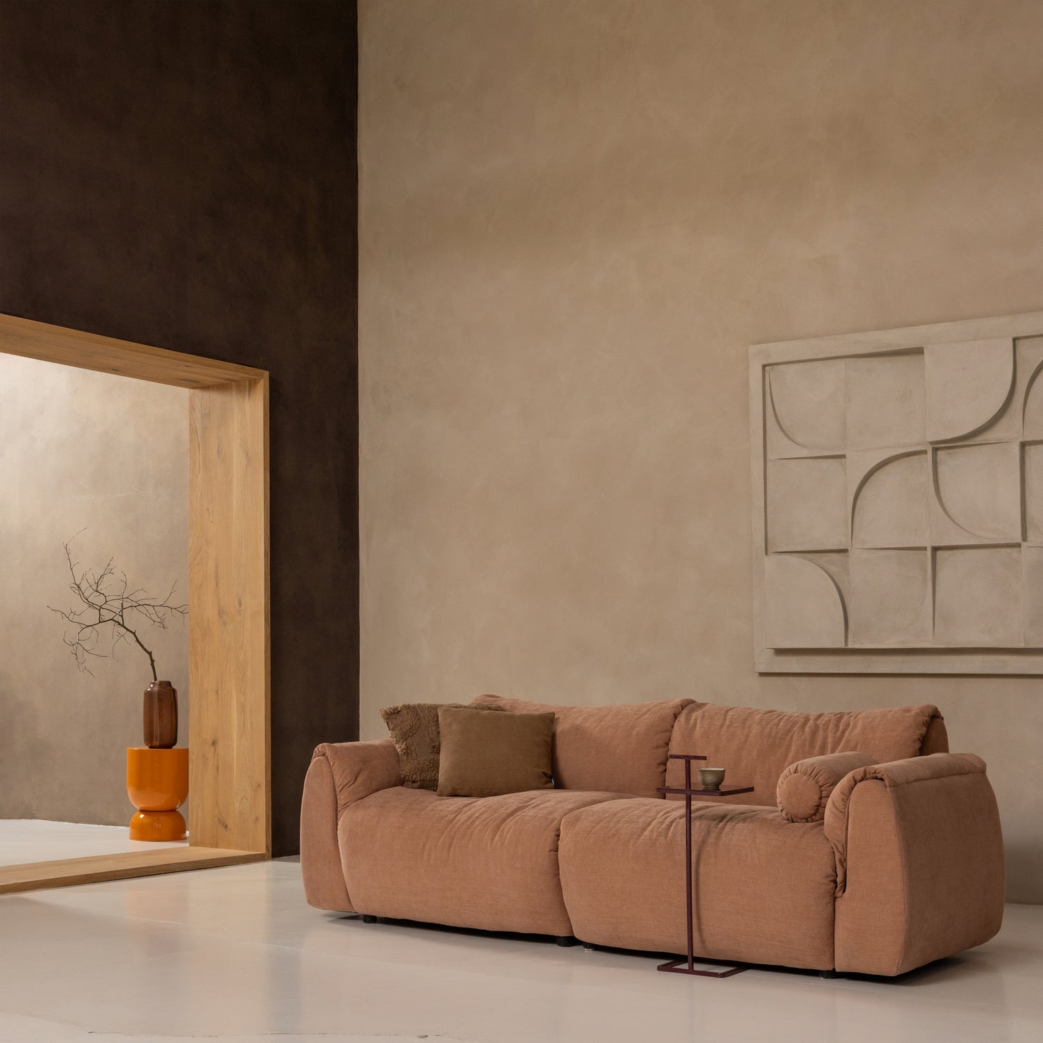 Modulares Sofa BAGGY - linkes Element in Rosa