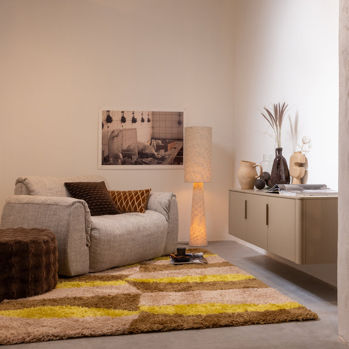Vloerlamp LOFT crème met zwarte stippen