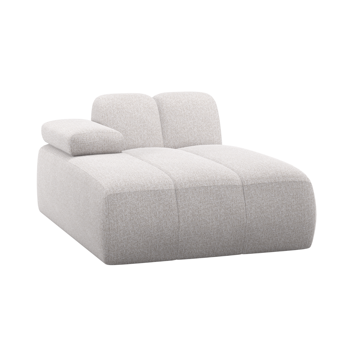 Modulares Sofa MOJO - linksseitiger Chaiselongue in Ecru Bouclé