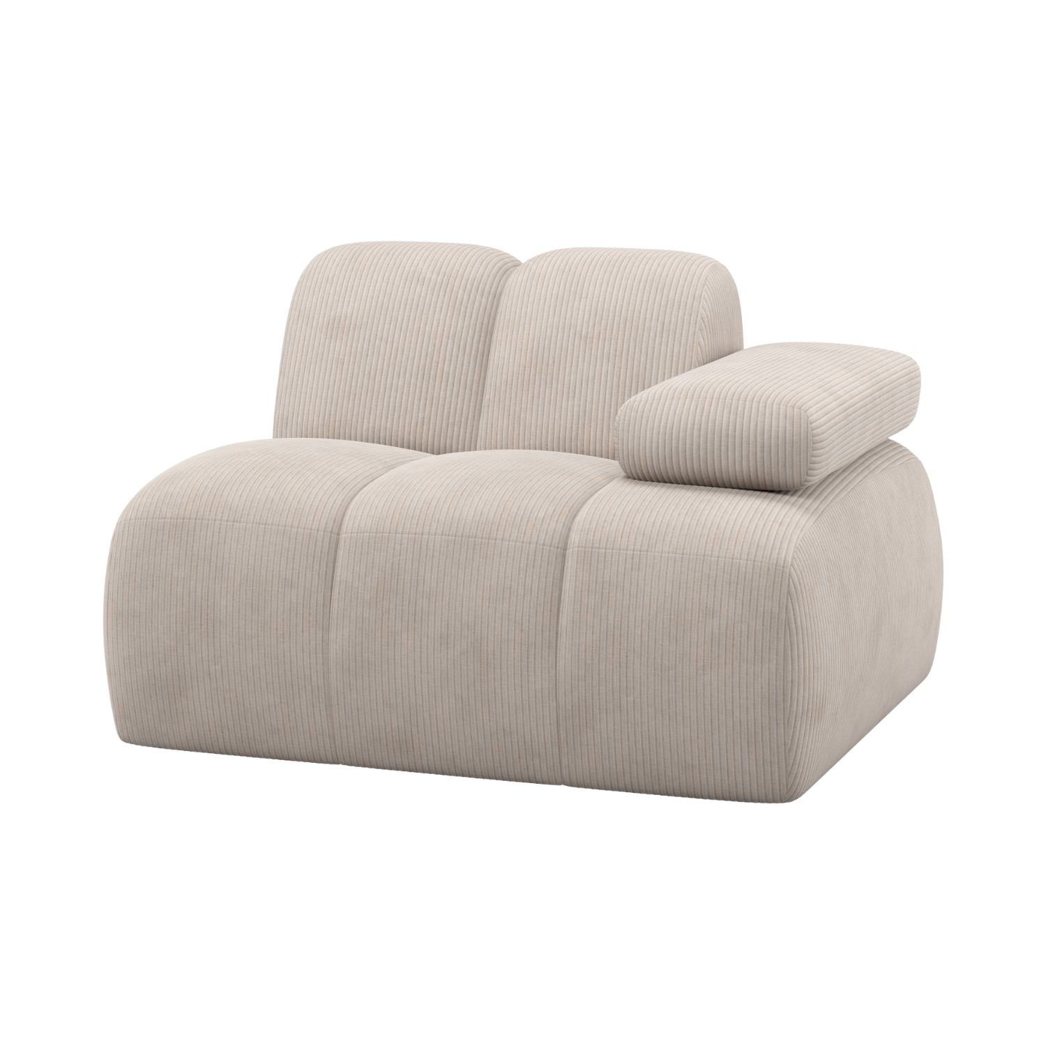 Modulares Sofa MOJO - rechte Element ecru Cordstoff