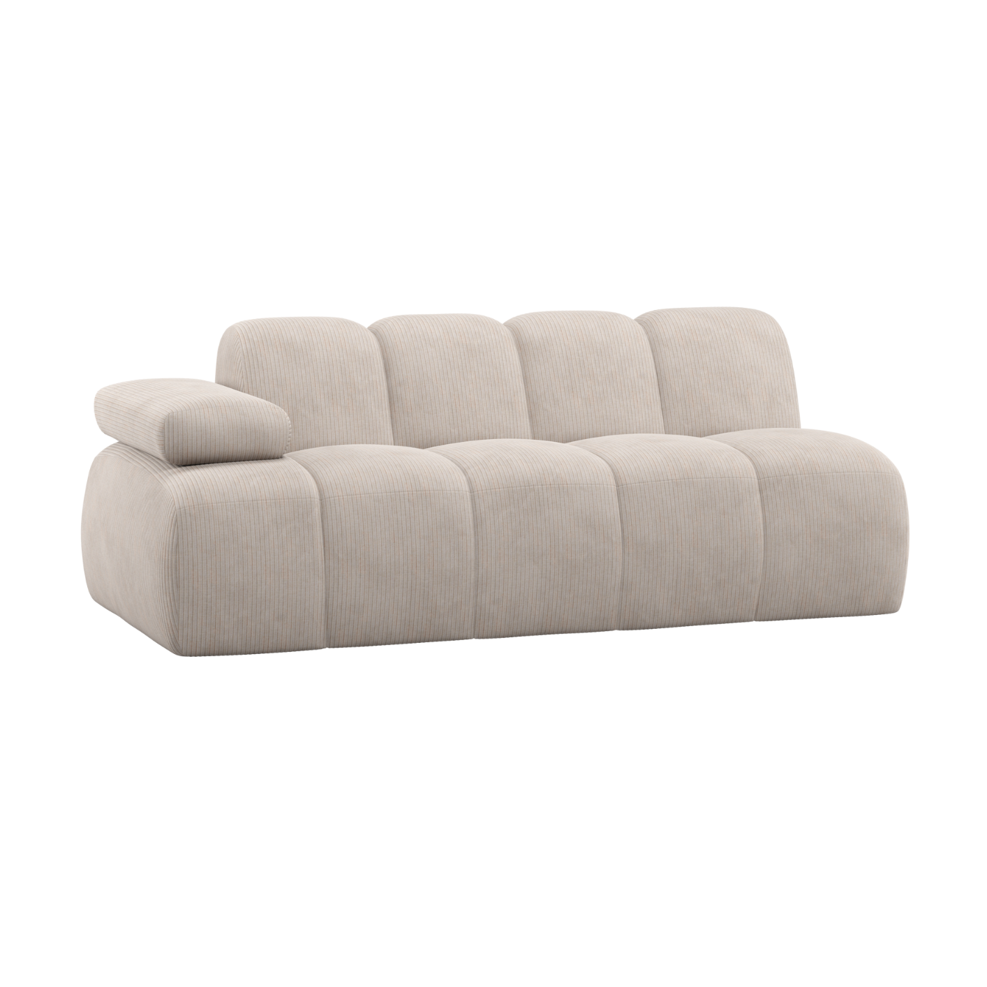 Modulares Sofa MOJO - 2-sitziges Element linksseitig in Ecru Cord