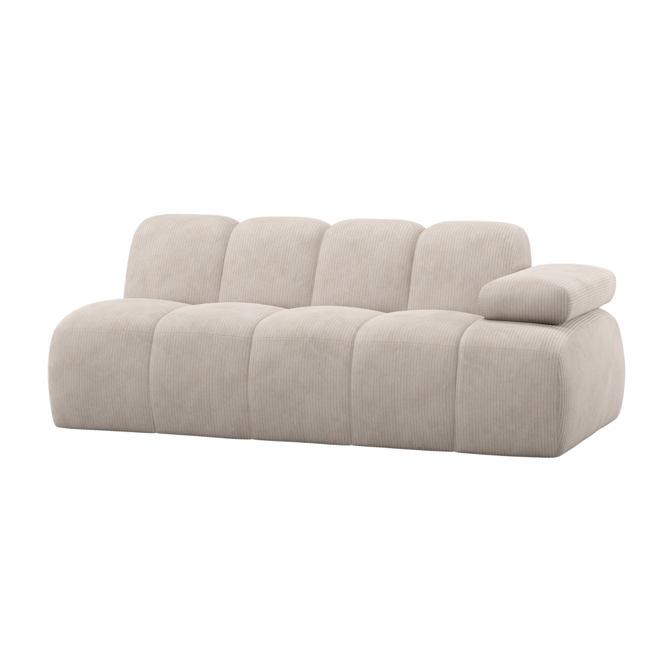 Modulaire bank MOJO - 2-zits element rechts ecru ribstof