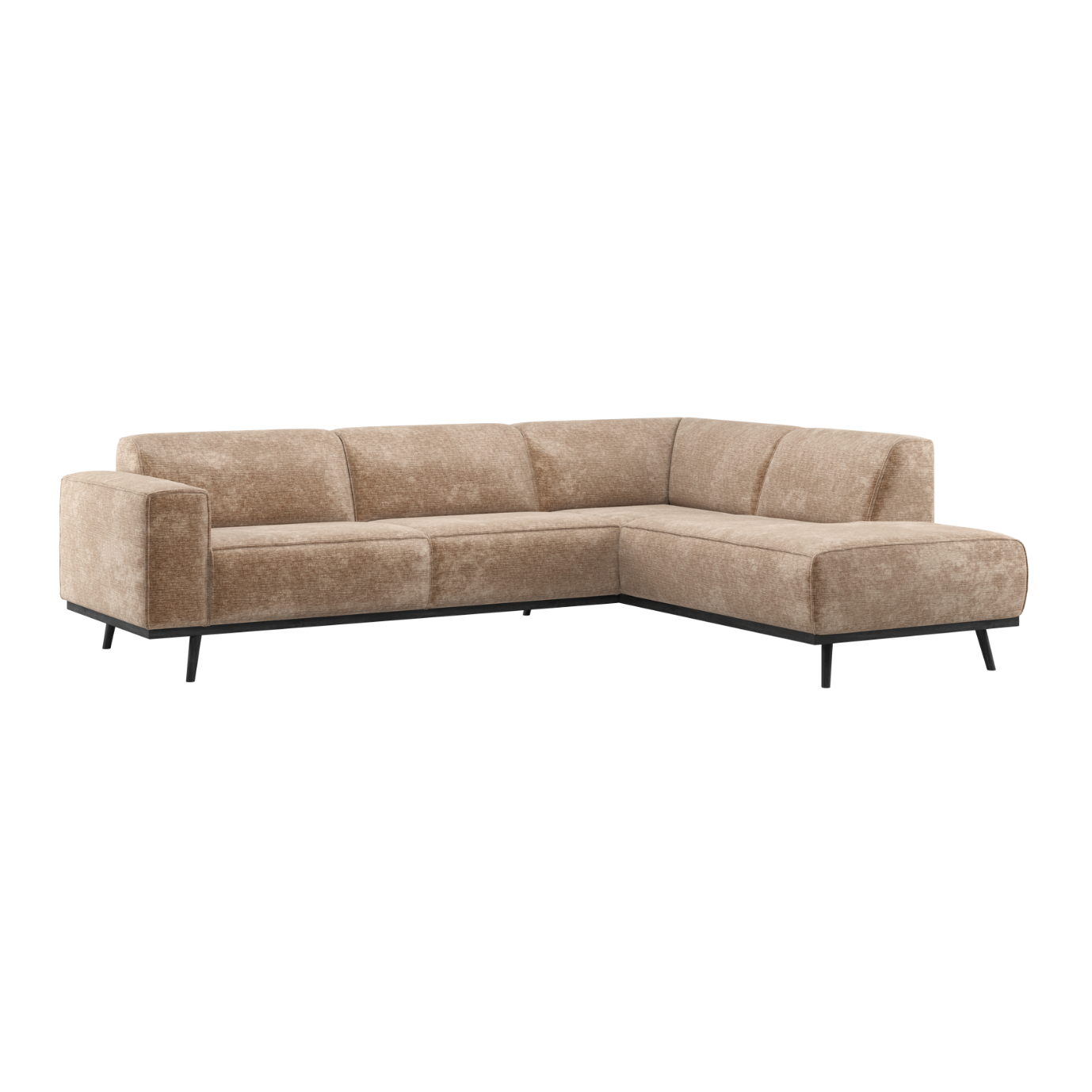 Right-facing Corner Sofa STATEMENT in Dark Beige Chenille