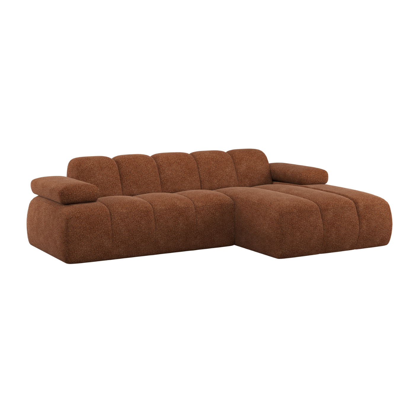 Modulaire rechterhoekbank MOJO roestbruin schapenvacht