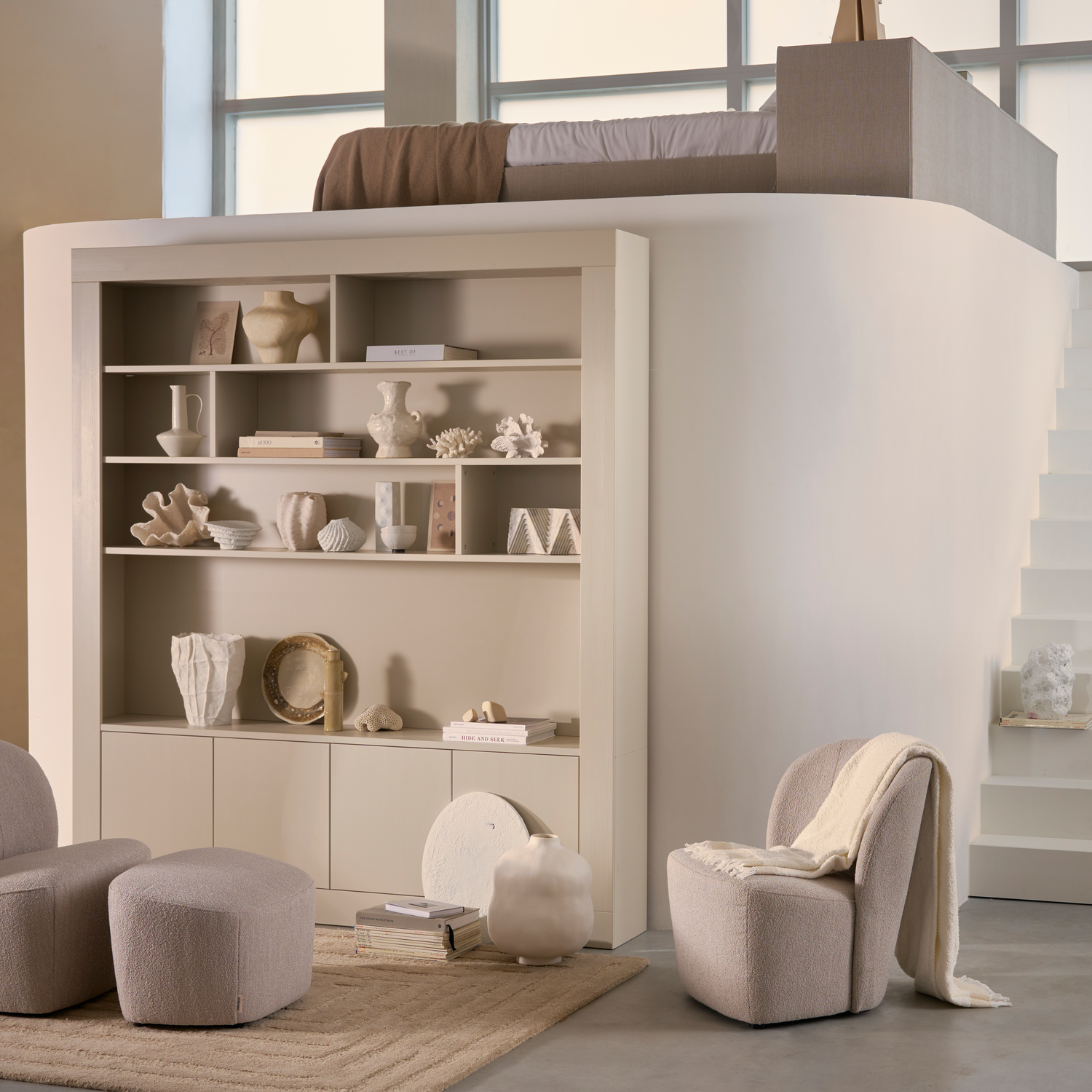 WALLCOVER grijsbeige rek