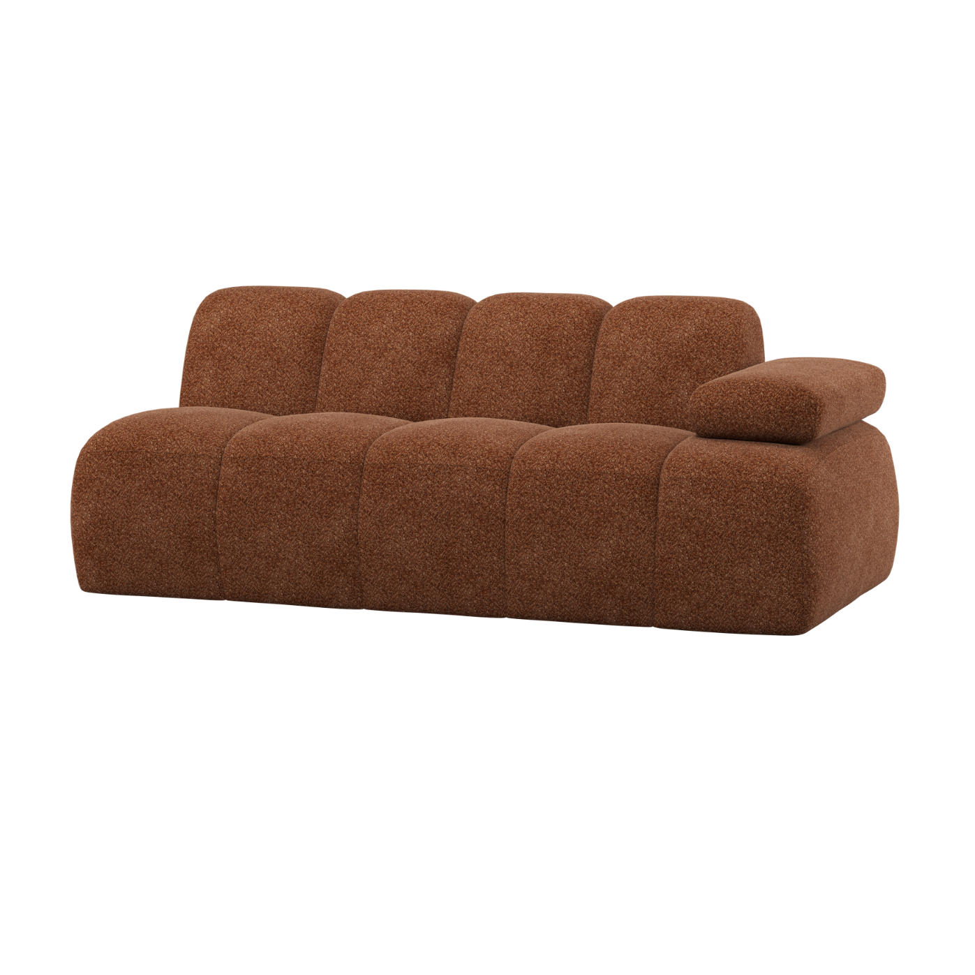 Modulares Sofa MOJO - 2-sitziges Element rechtsseitig in rostbraunem Bouclé