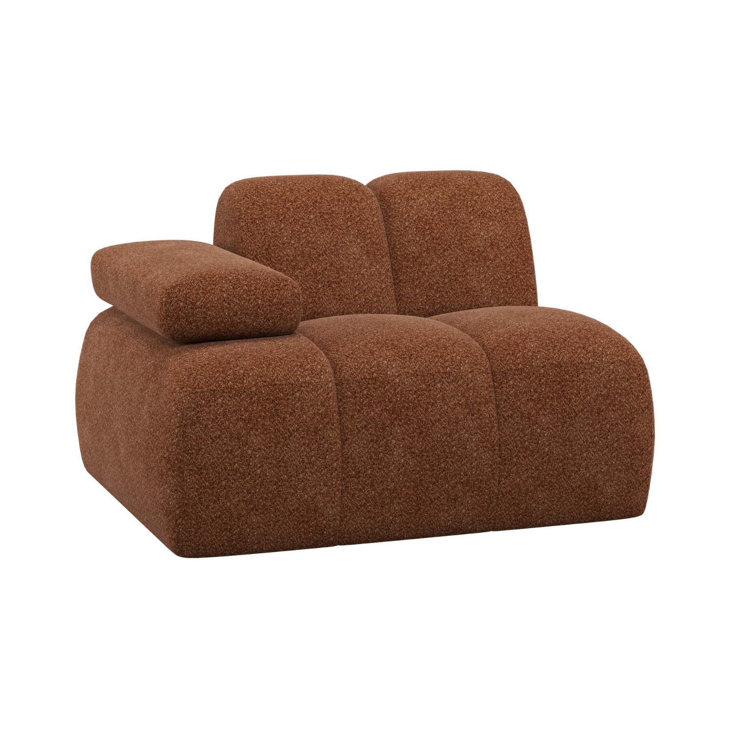 Modulares Sofa MOJO - linkes Element in rostbraunem Schafsfell