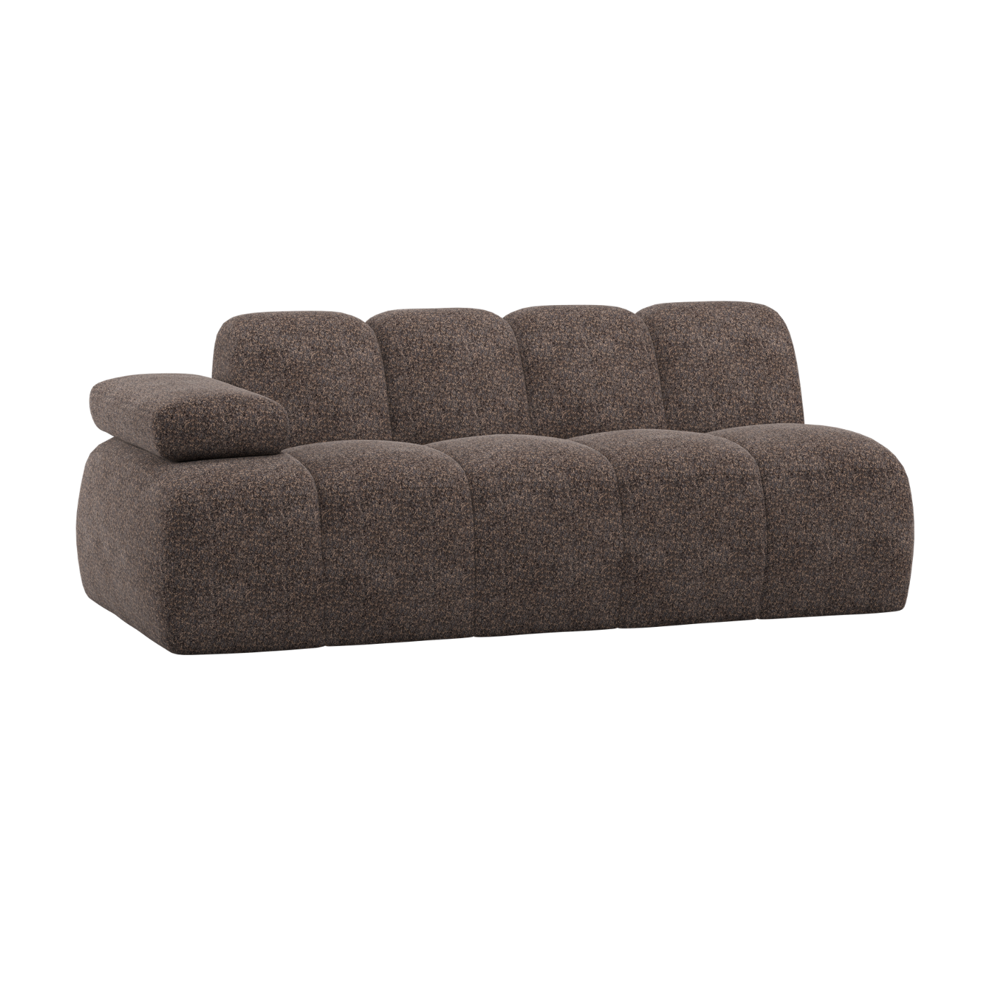 Modulares Sofa MOJO - 2-sitziges Element linksseitig in braunem Schafsfell