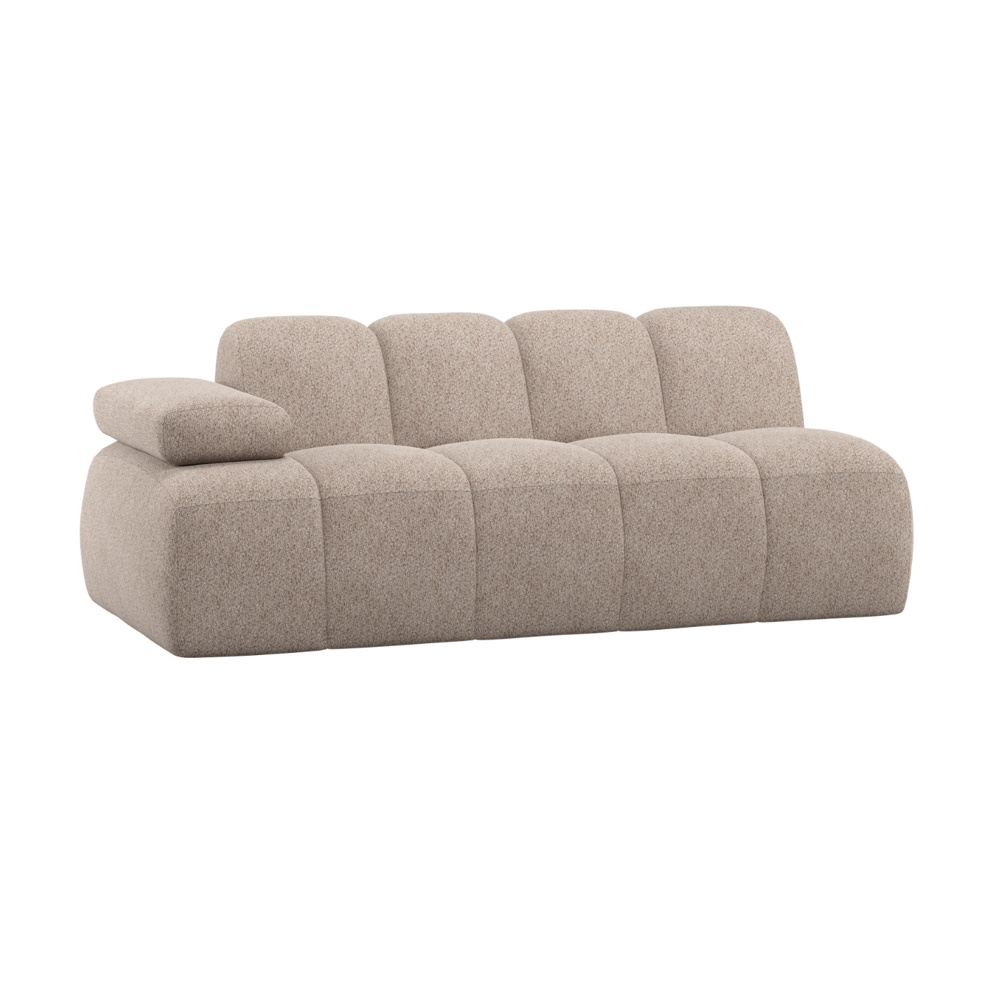 Modulares Sofa MOJO - 2-sitziges Element linksseitig in sandfarbenem Schafsfell