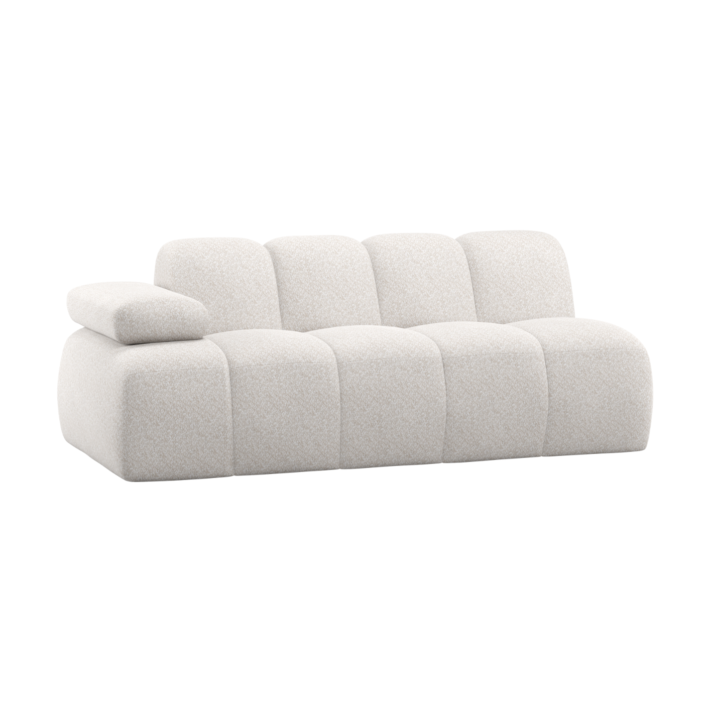 Modulares Sofa MOJO - 2-sitziges Element linksseitig ecru Schafwolle