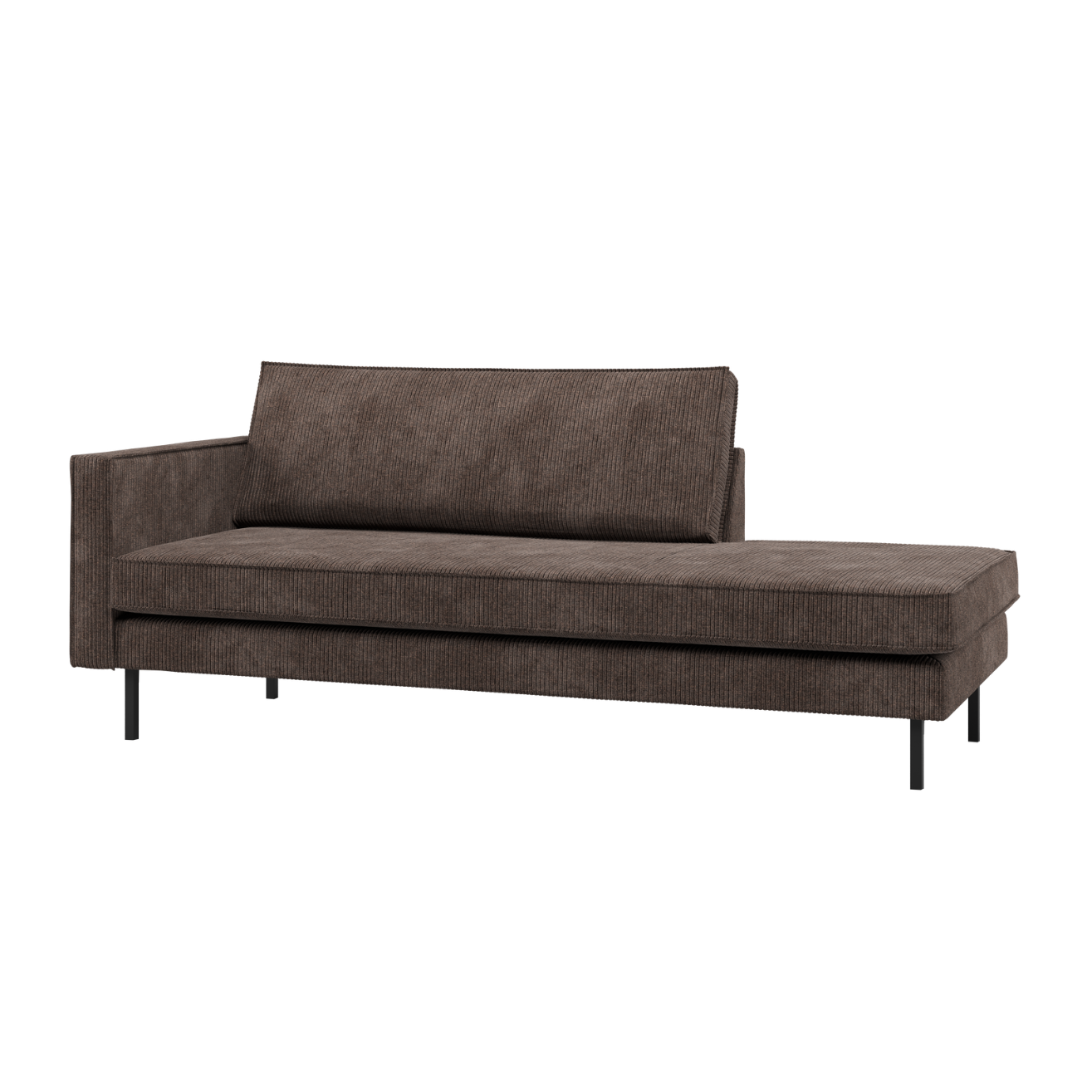 Left-facing RODEO chaise longue in brown corduroy