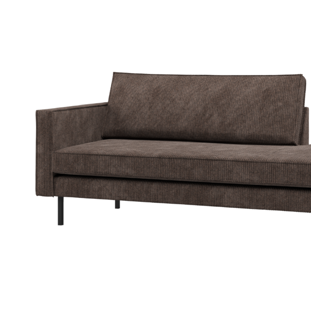 Left-facing RODEO chaise longue in brown corduroy