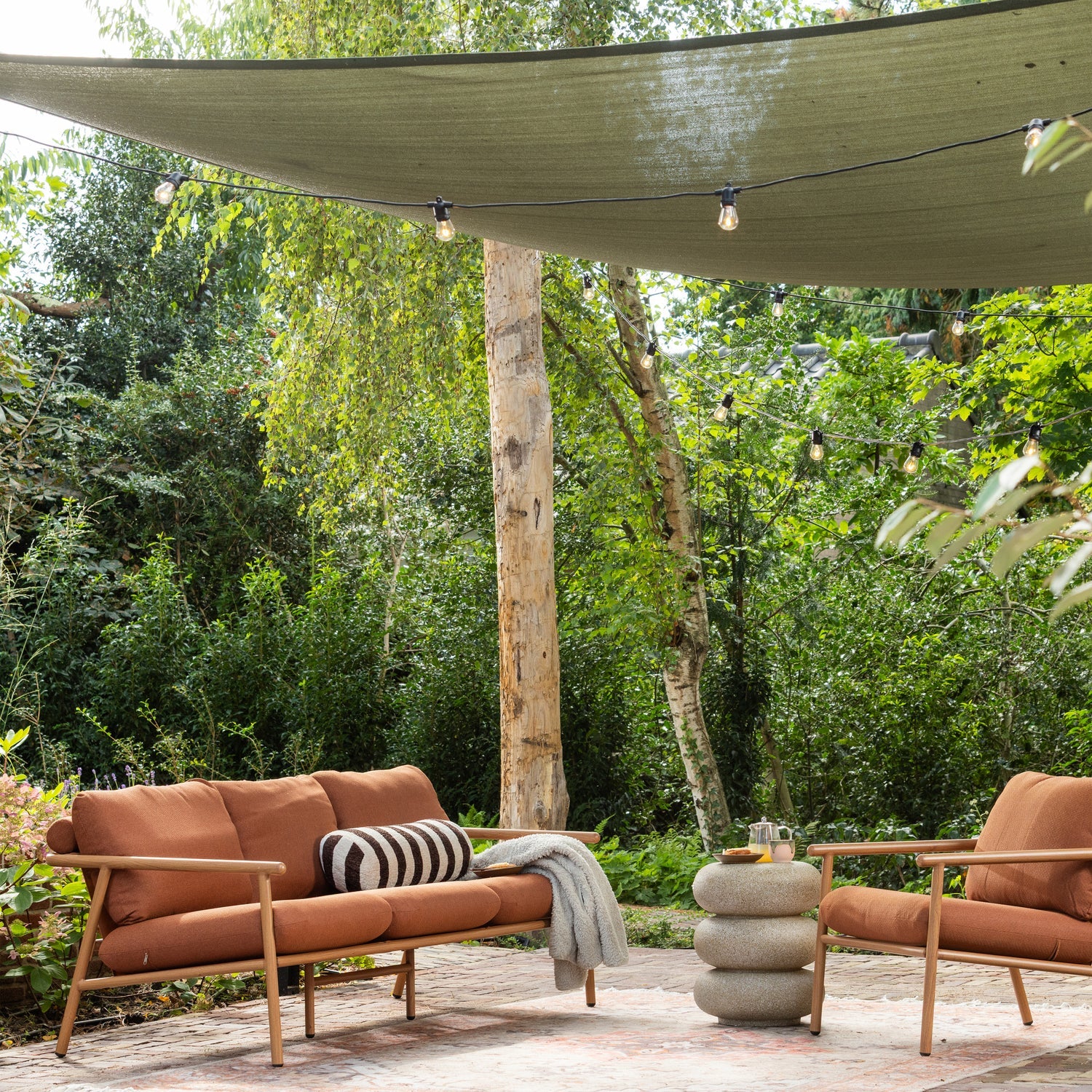 Garten-Sofa 3-sitzig CAVERO ziegelrot