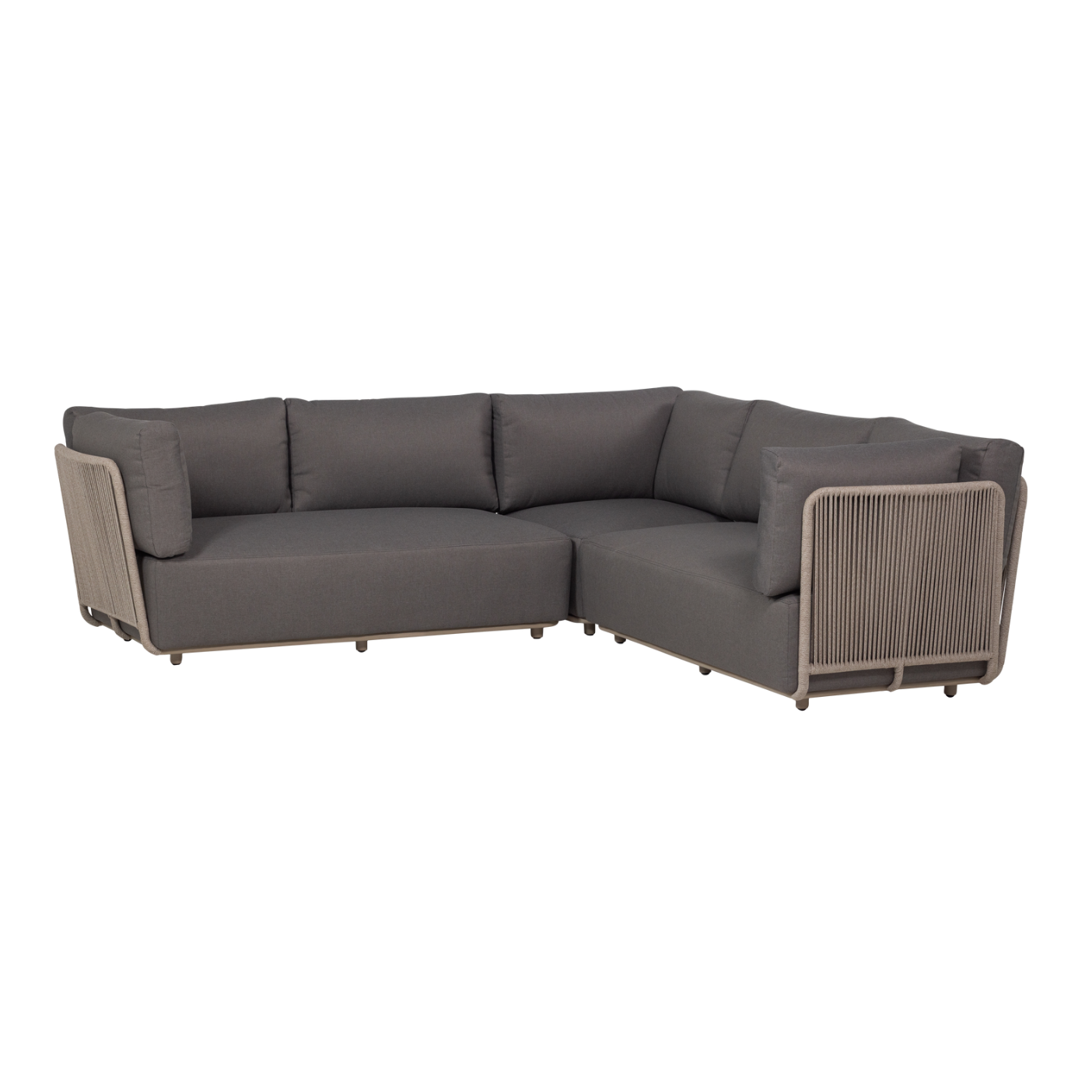 Symmetrical Garden Corner Sofa SORA in Gray with Brown Frame