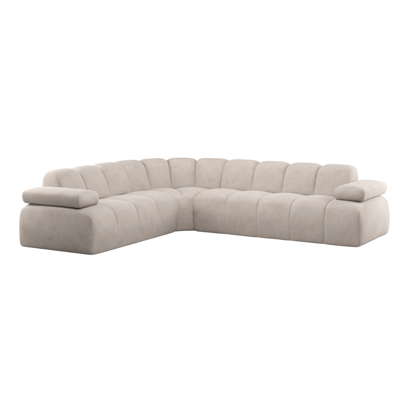 Modulaire linker hoekbank voor 6 personen MOJO ecru corduroy
