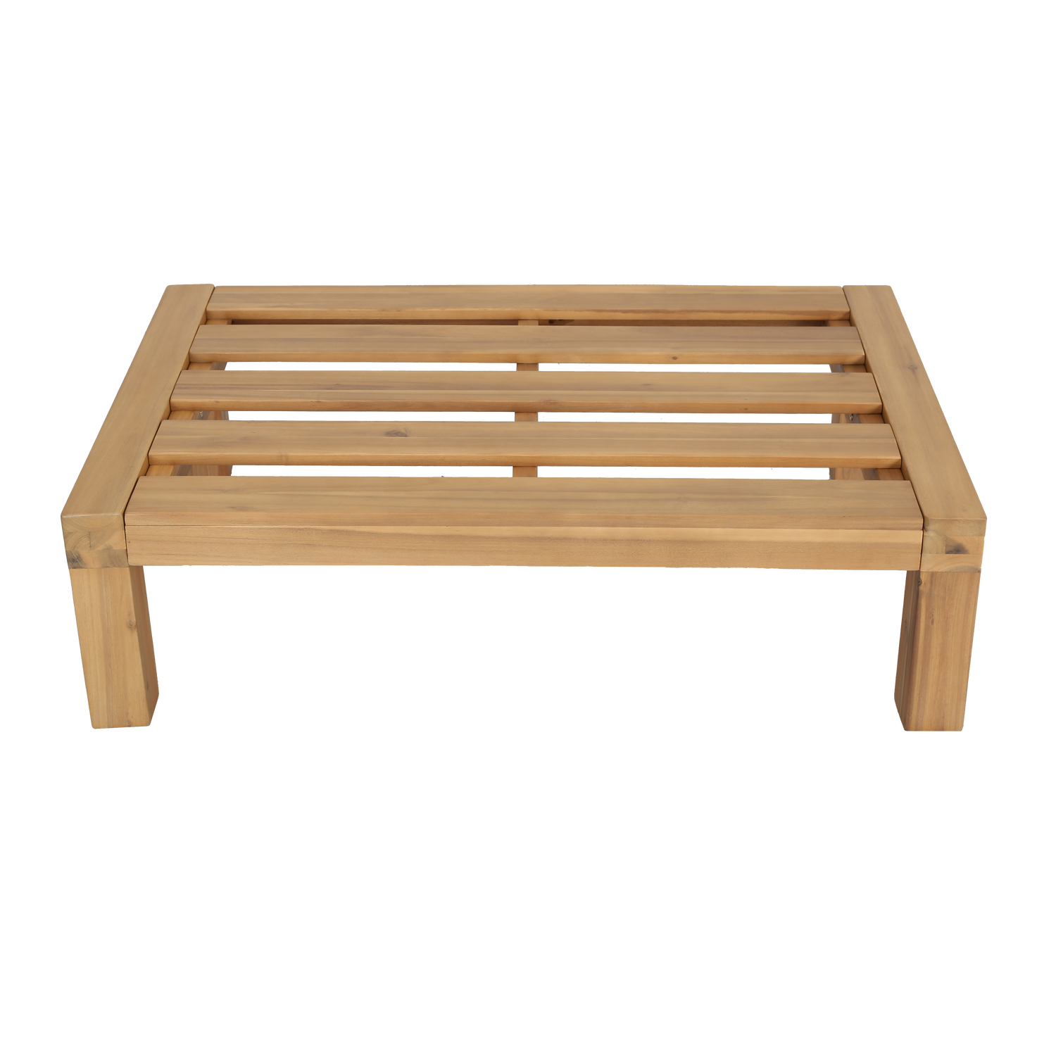 Puff für den Außenbereich RELAX beige mit Akazienbasis