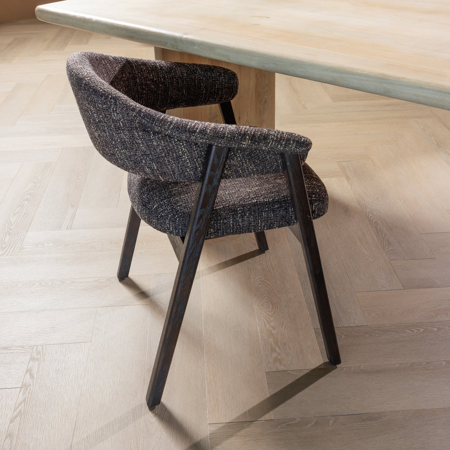 TUNAR Armchair in Dark Brown with Dark Brown Wooden Base