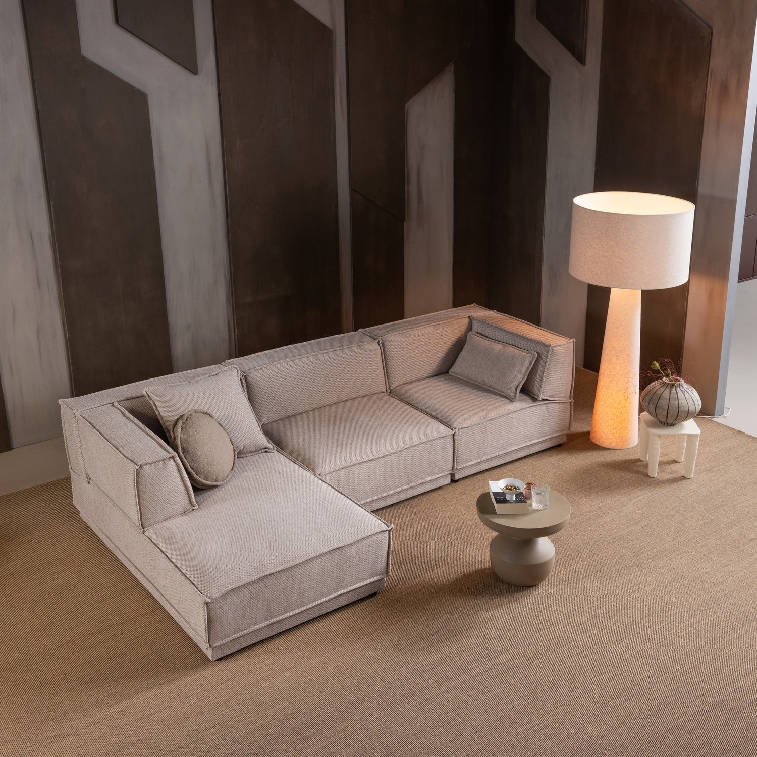 Vloerlamp LOFT XXL beige boucle