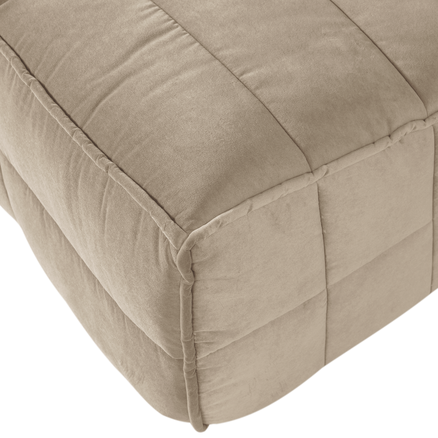 Sofa aksamitna CLUSTER BENCH - moduł 3-osobowy piaskowy do salonu