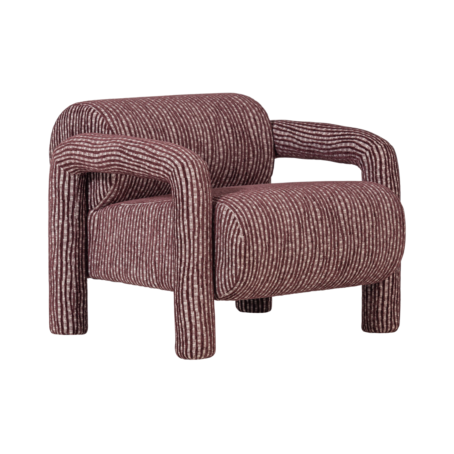 Fauteuil LENNY grijs met bordeauxrood